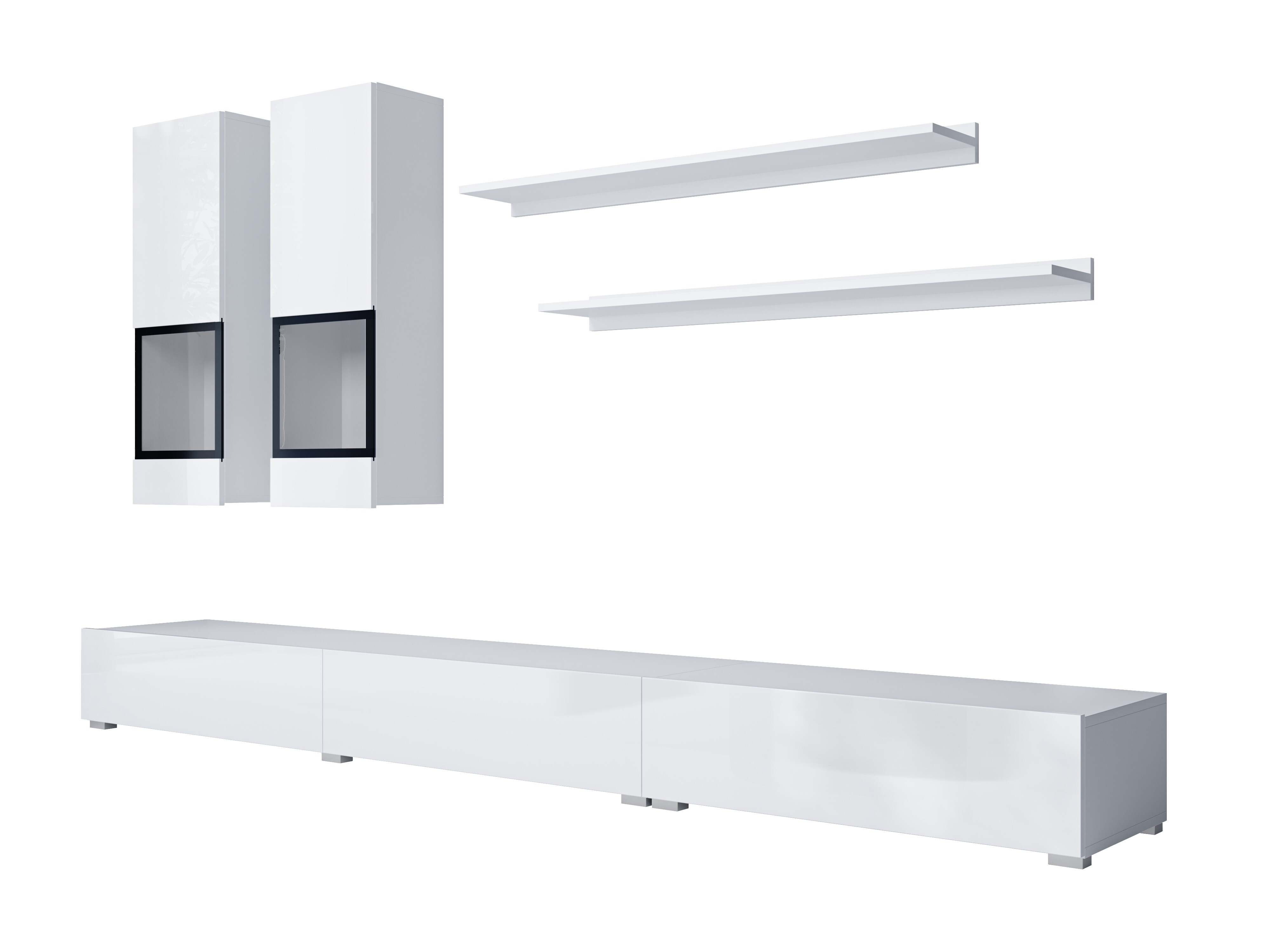 Conjunto para sala de estar Serodeu 104 (Branco + Branco brilhante)