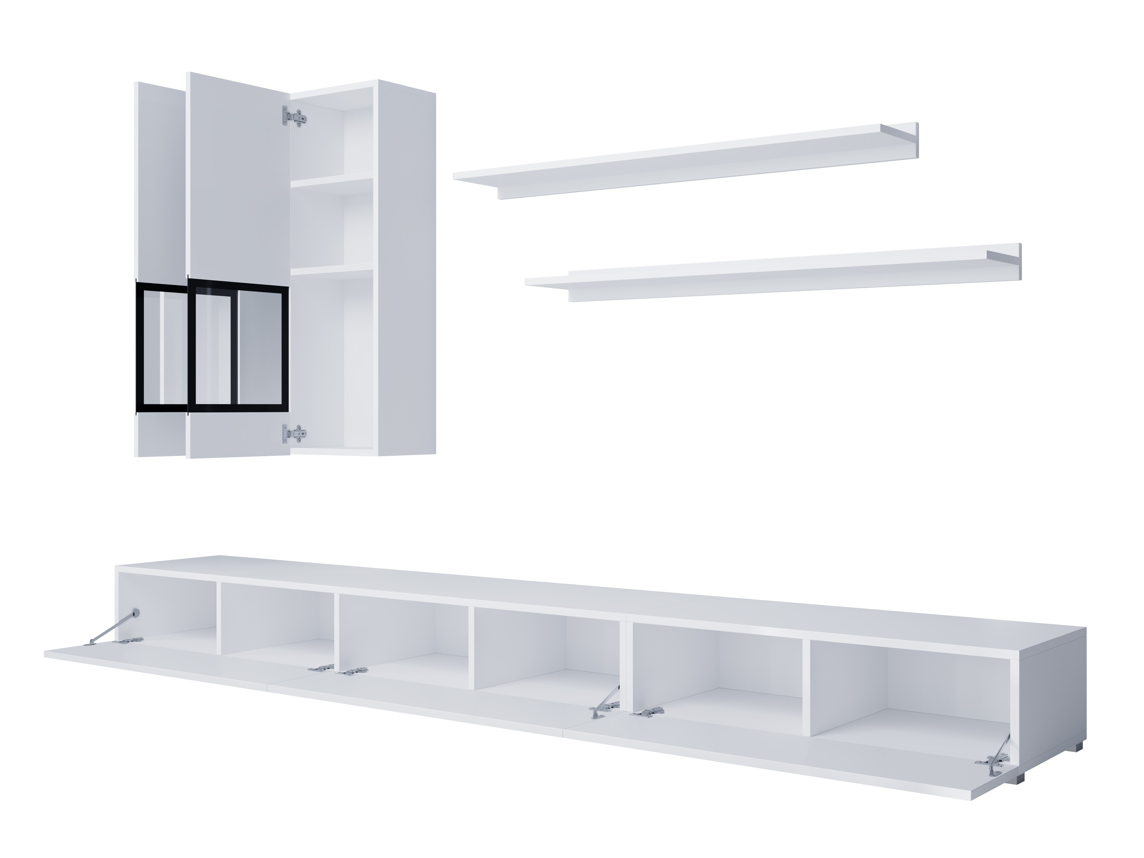 Conjunto para sala de estar Serodeu 104 (Branco + Branco brilhante)