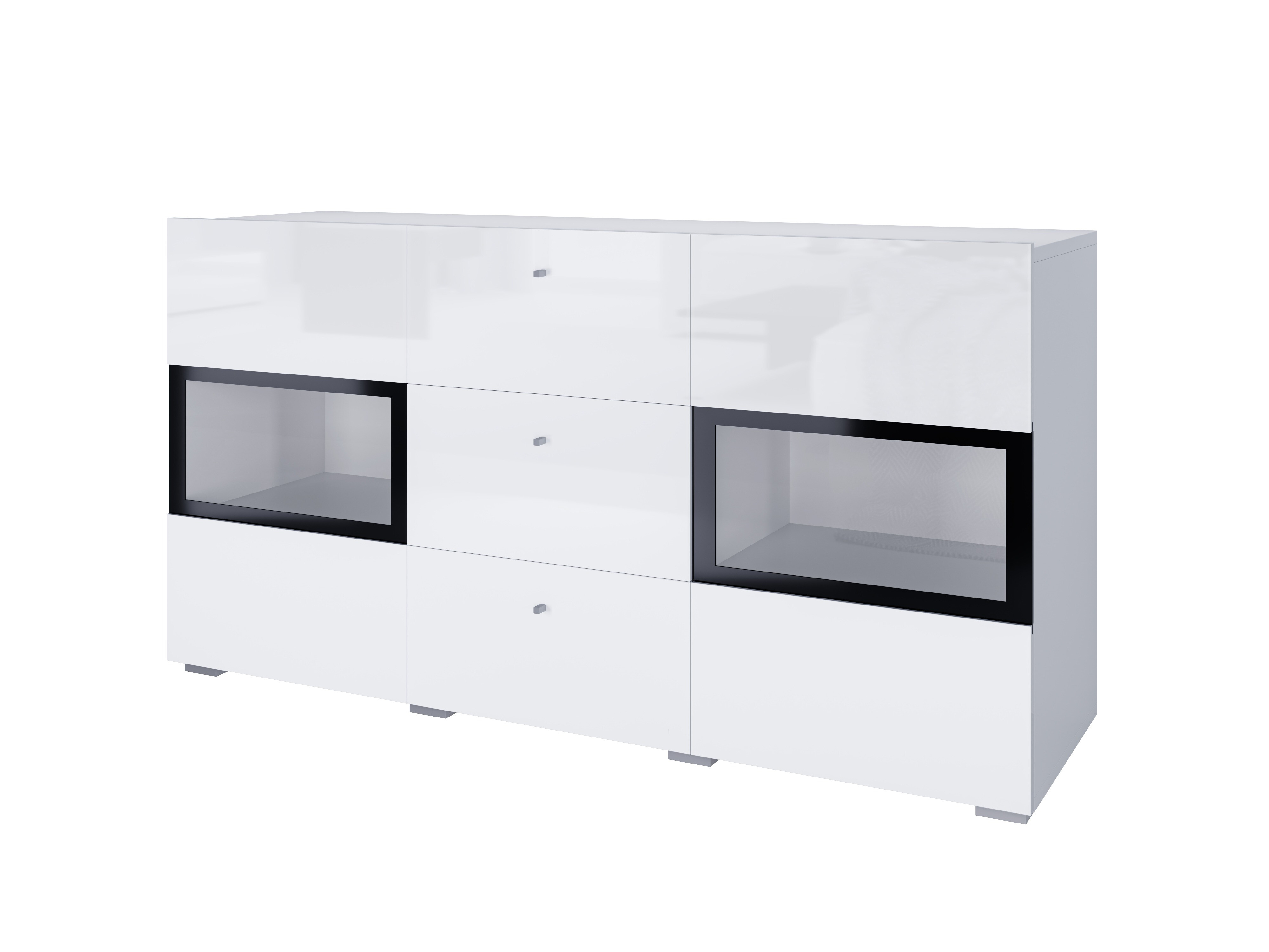 Conjunto para sala de estar Serodeu 104 (Branco + Branco brilhante)