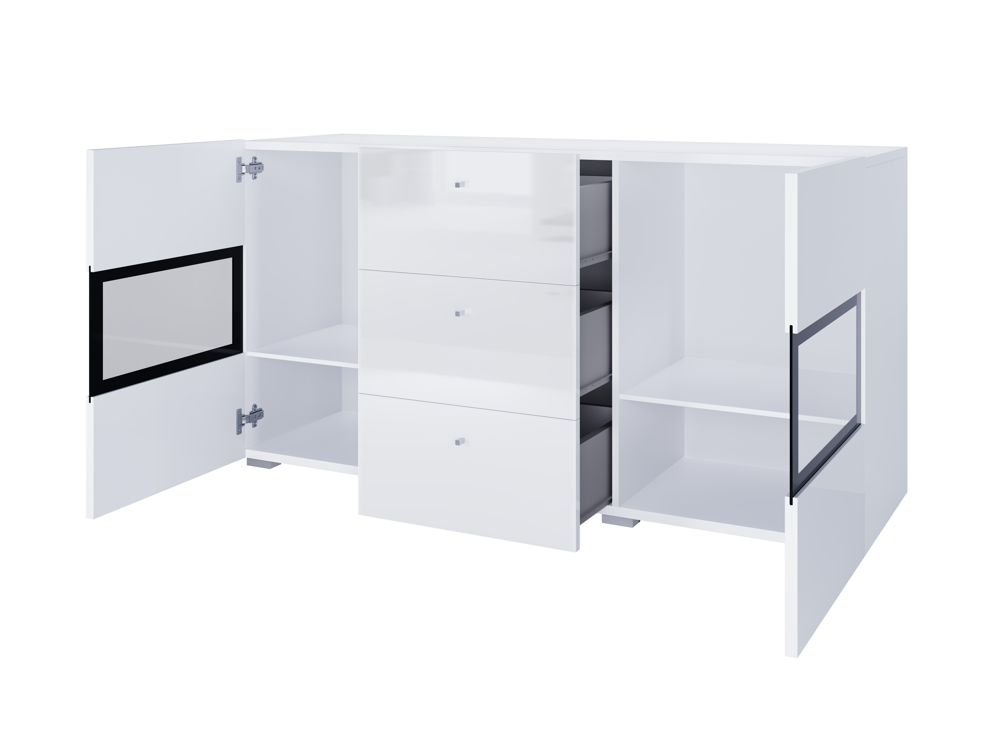 Conjunto para sala de estar Serodeu 104 (Branco + Branco brilhante)