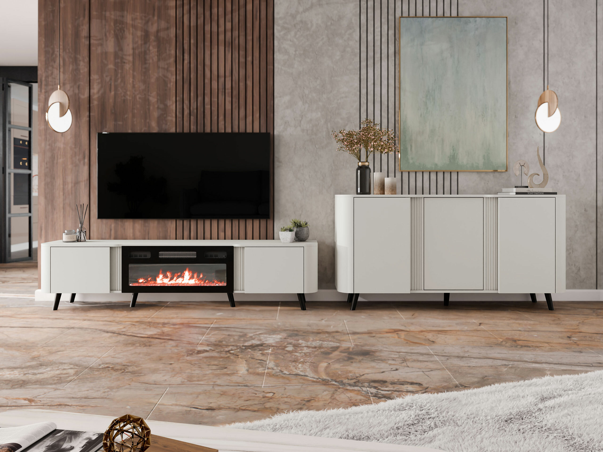 Conjunto para sala de estar Charlotte 204 (Caxemira + Preto)