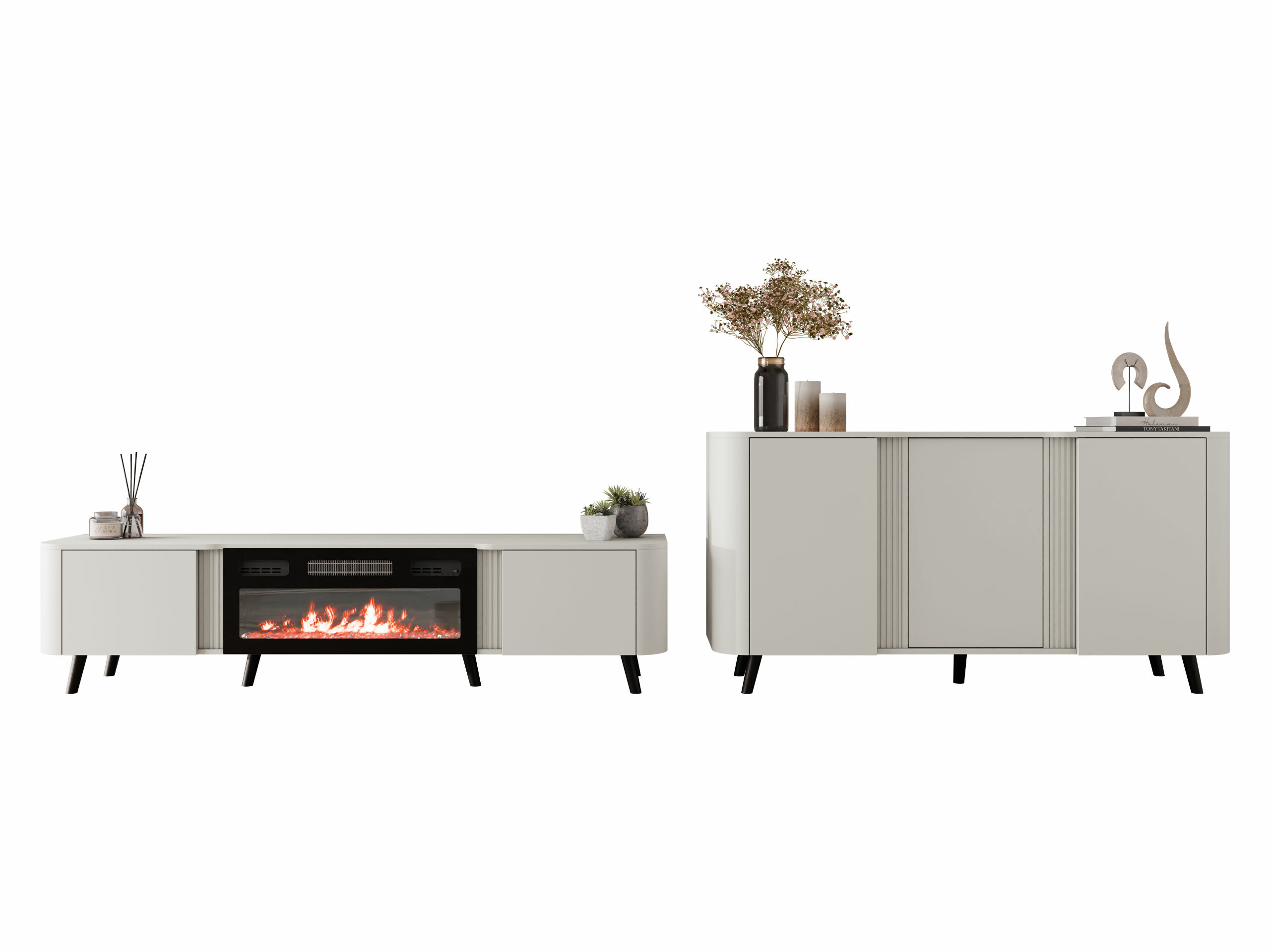 Conjunto para sala de estar Charlotte 204 (Caxemira + Preto)