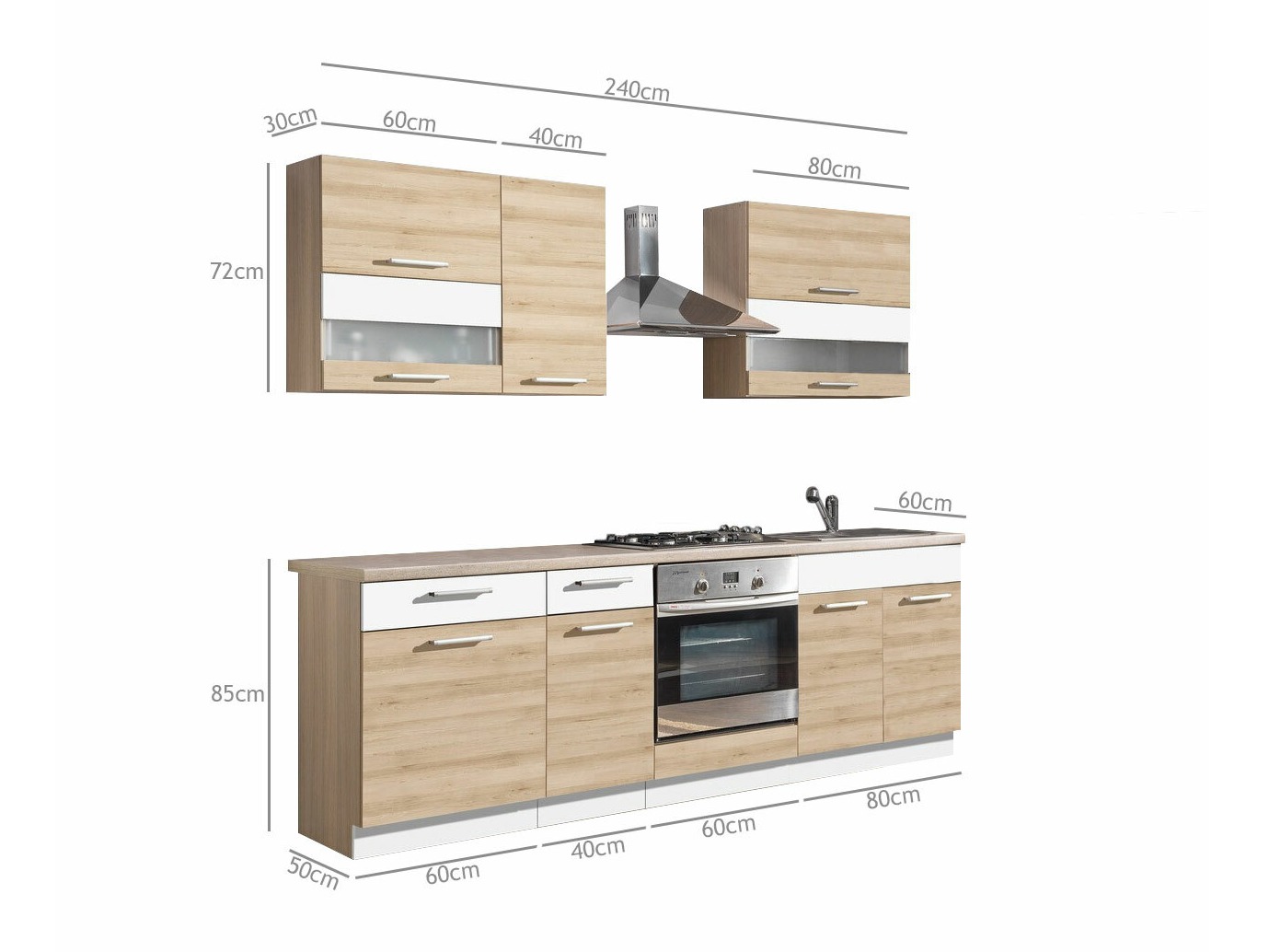 Conjunto de cozinha modular Mode Beech 128