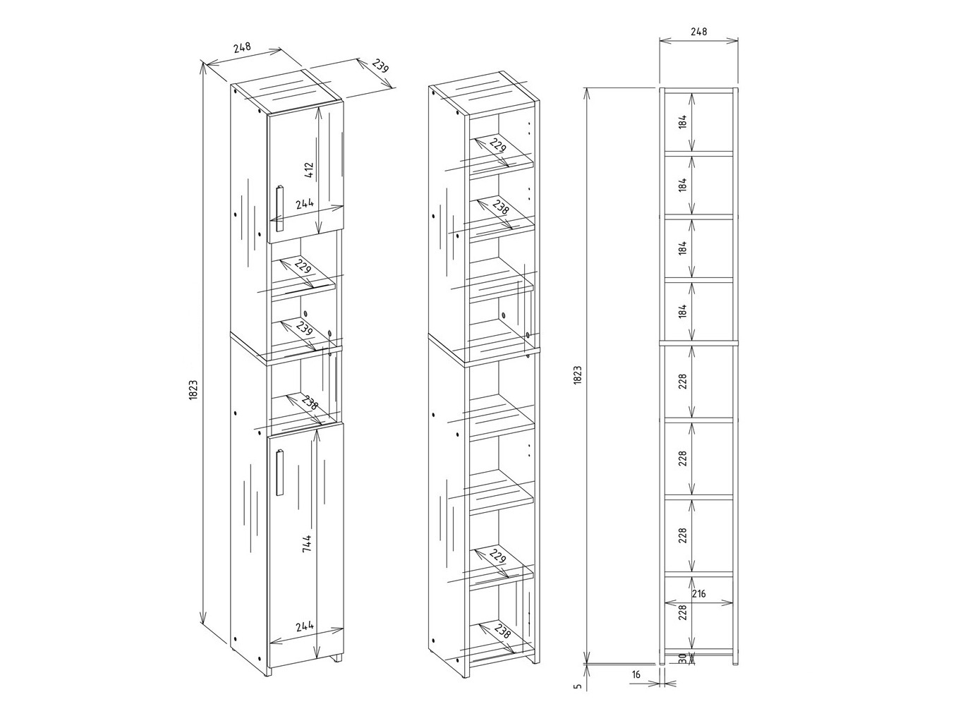 Armário colocado para casa de banho Mandeville 345