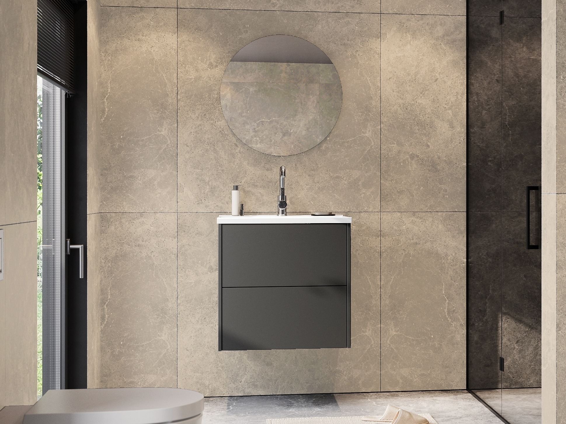 Armário suspenso para casa de banho para lavatório Sacramento 522 (Grafite)