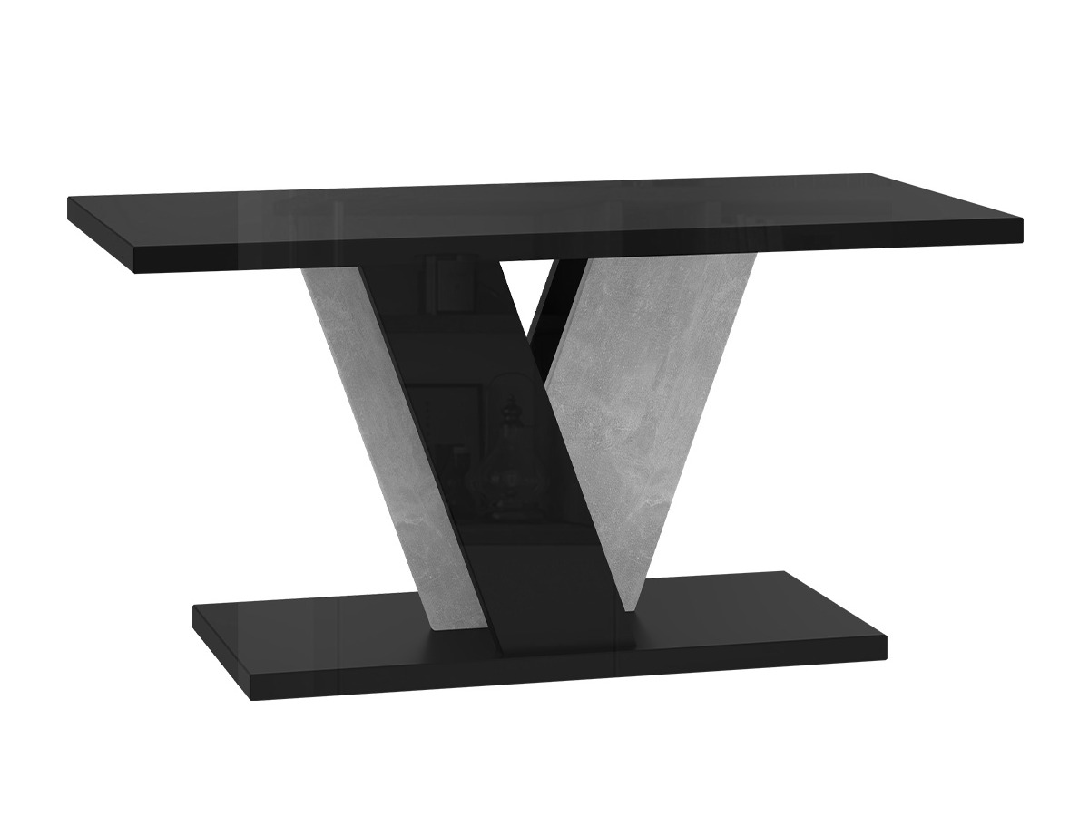 Mesa de centro Goodyear 128 (Preto brilhante + Cimento)