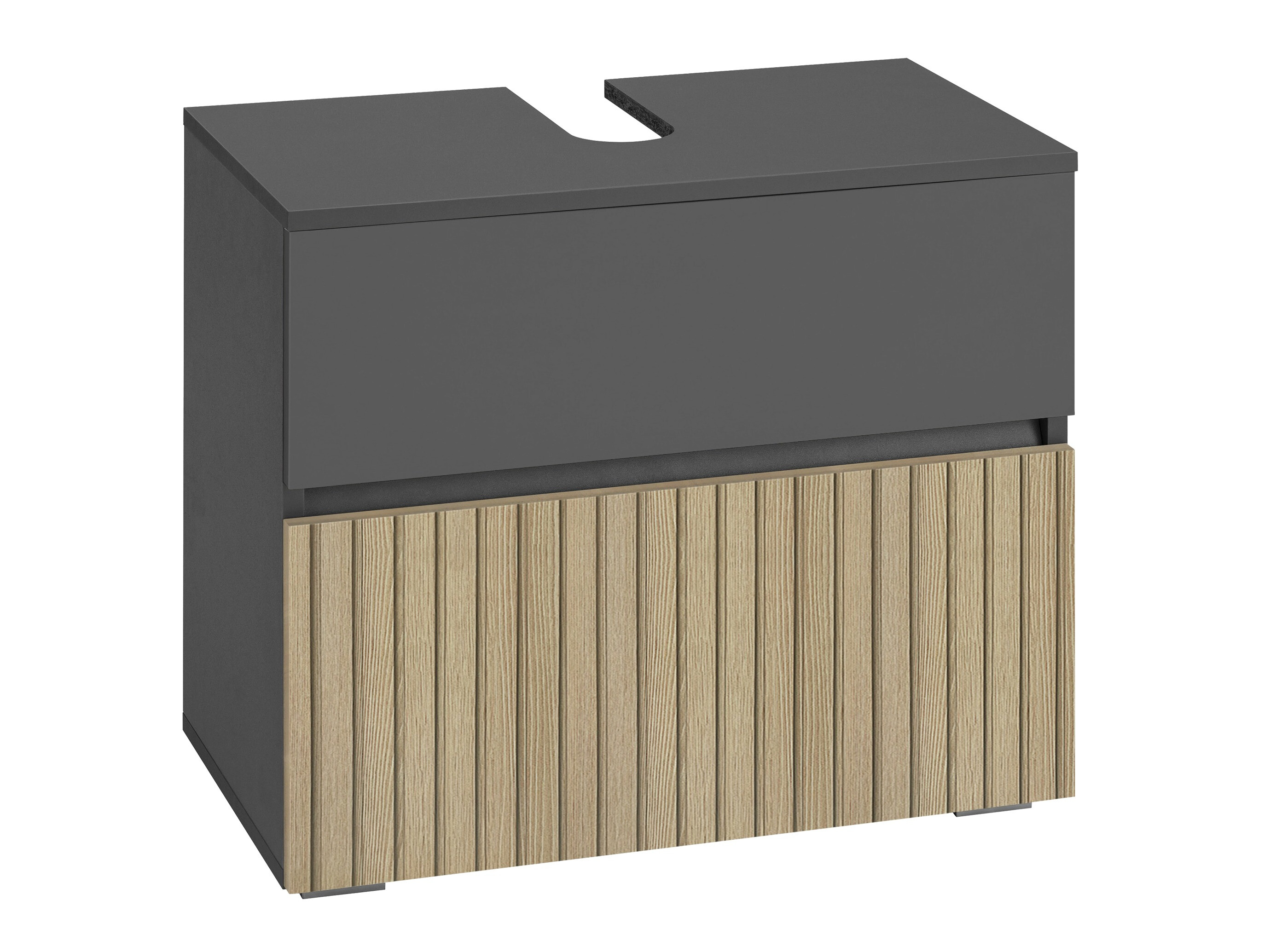 Armário com lavatório de apoio próprio para casa de banho Soncamu 110 (Antracite + Carvalho claro)