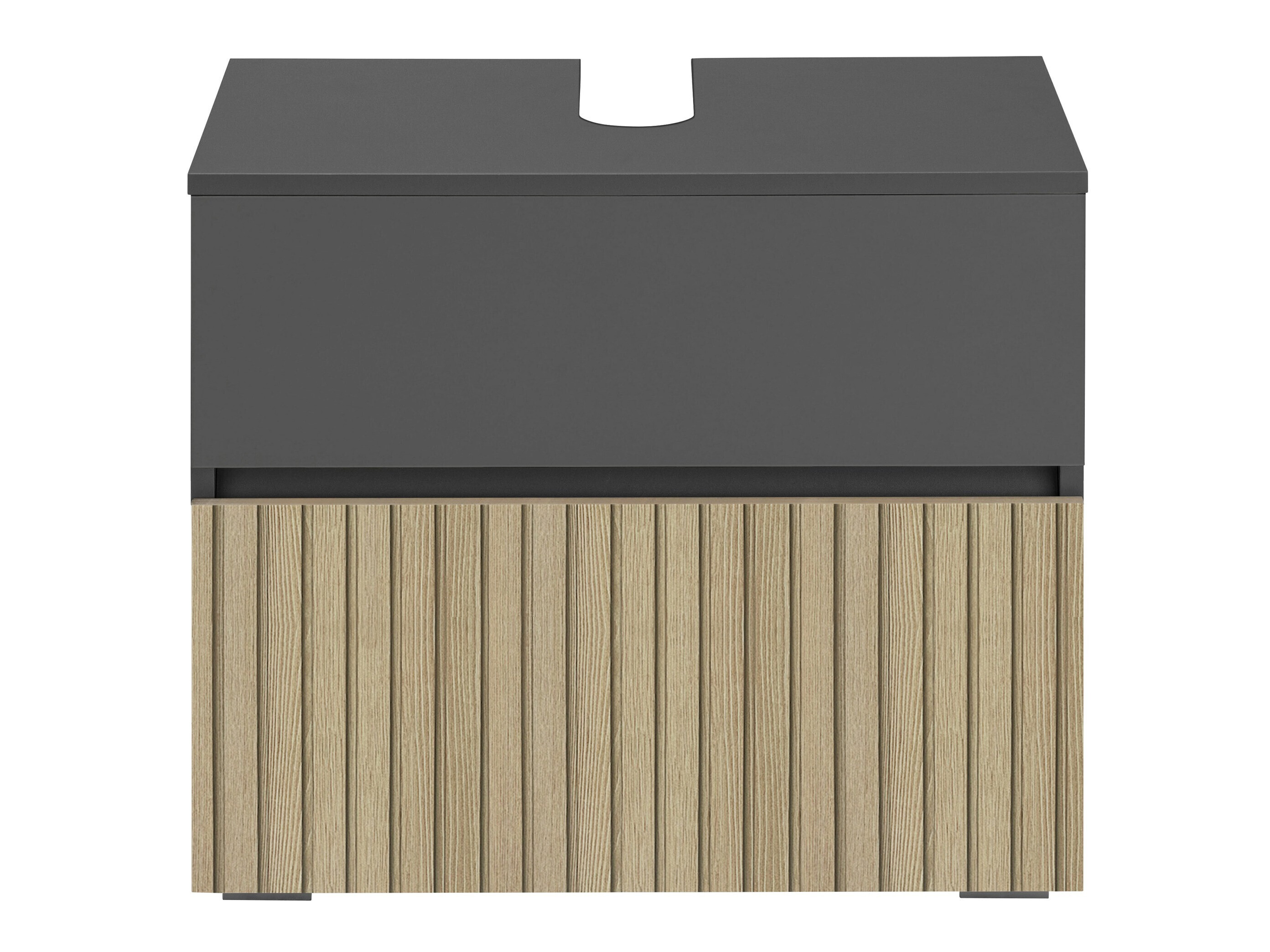 Armário com lavatório de apoio próprio para casa de banho Soncamu 110 (Antracite + Carvalho claro)