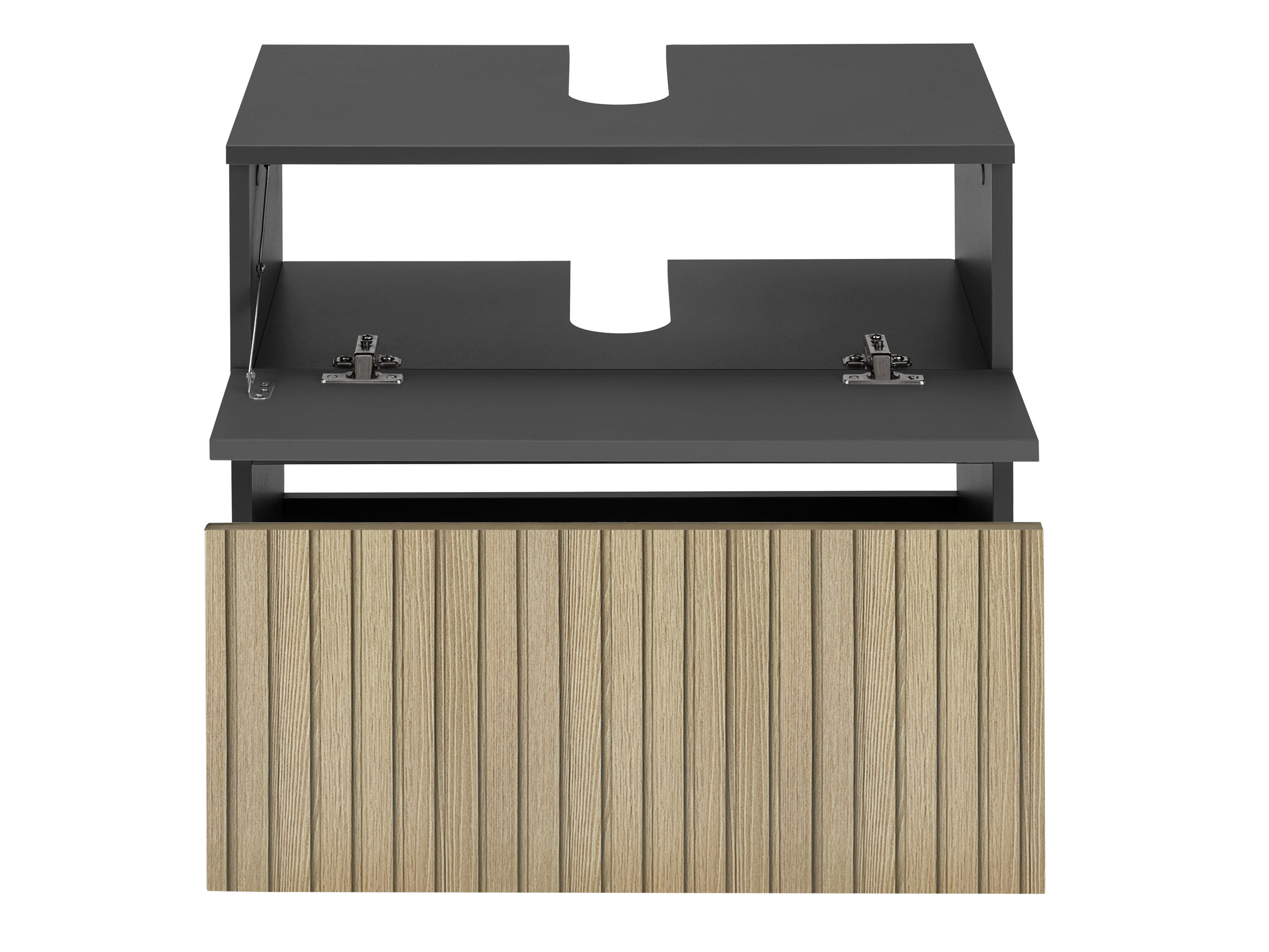 Armário com lavatório de apoio próprio para casa de banho Soncamu 110 (Antracite + Carvalho claro)