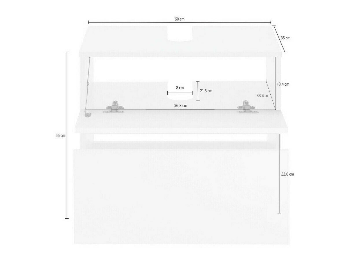 Armário com lavatório de apoio próprio para casa de banho Soncamu 110 (Antracite + Carvalho claro)
