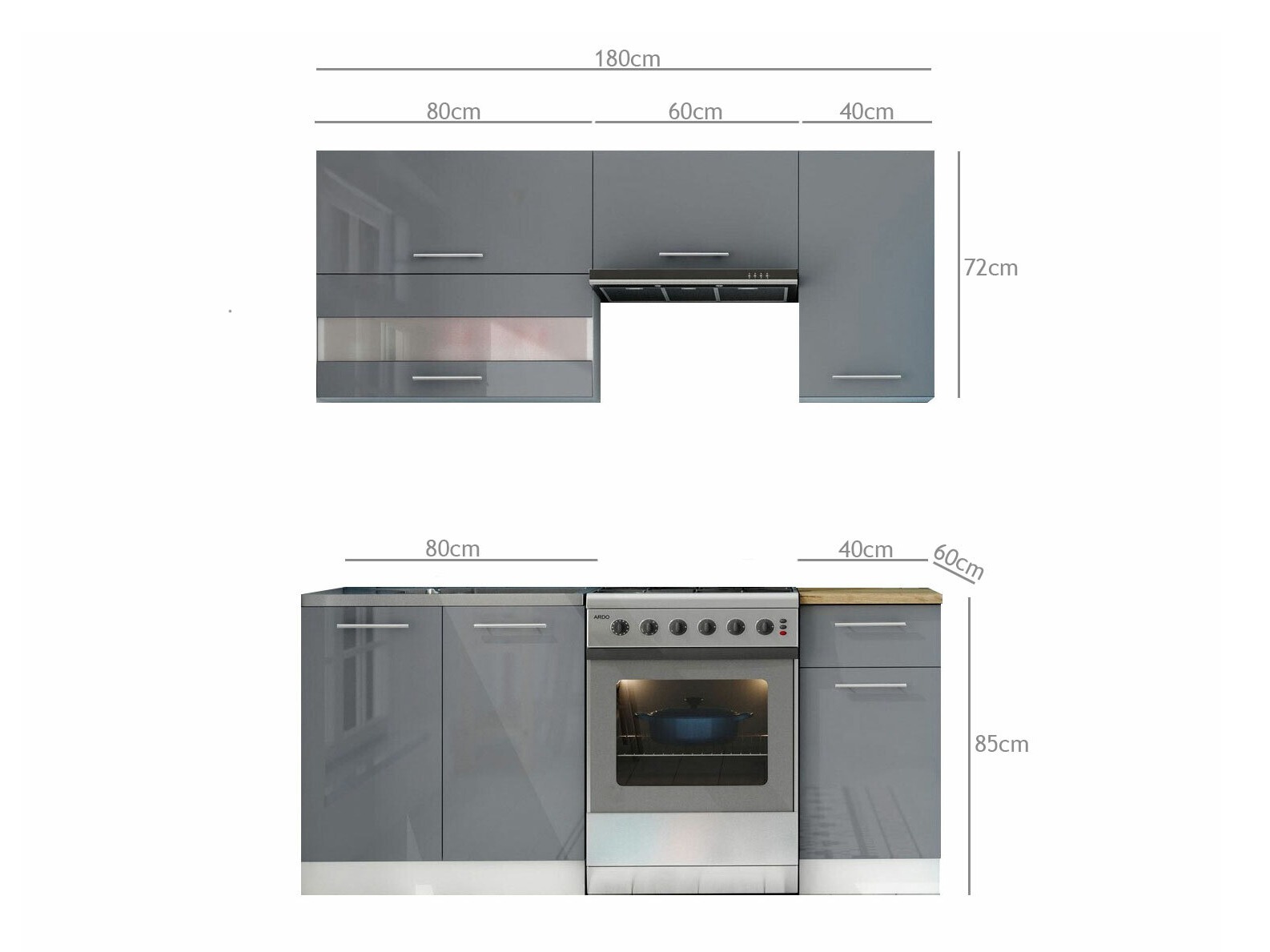 Conjunto de cozinha modular Tiffa Grey 100