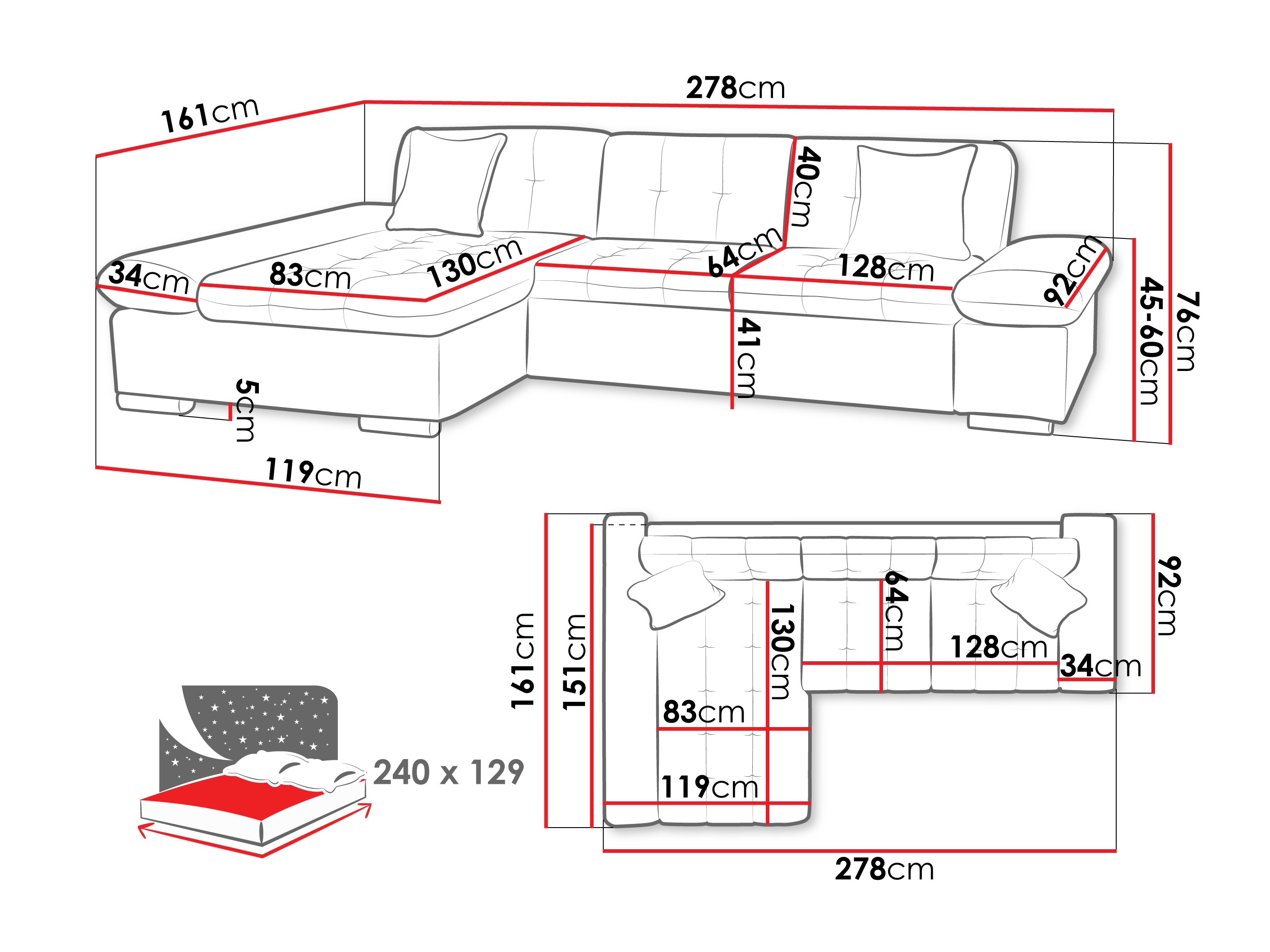 Sofá de canto Comfivo 250 (Corbett 78)