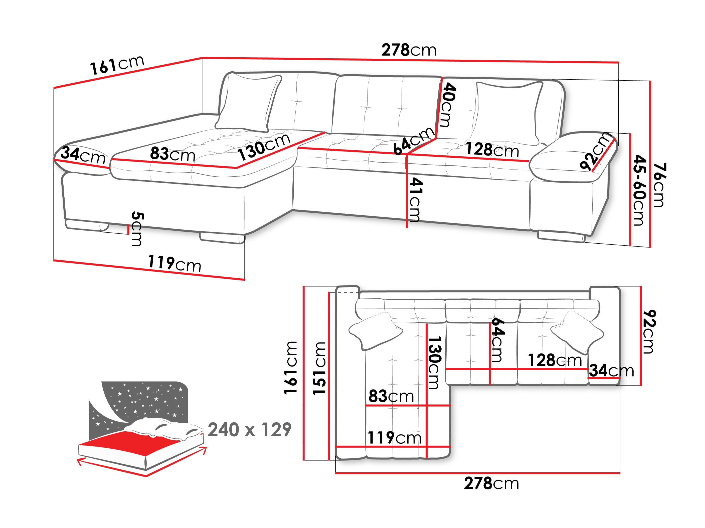 Sofá de canto Comfivo 250 (Pianão 17)