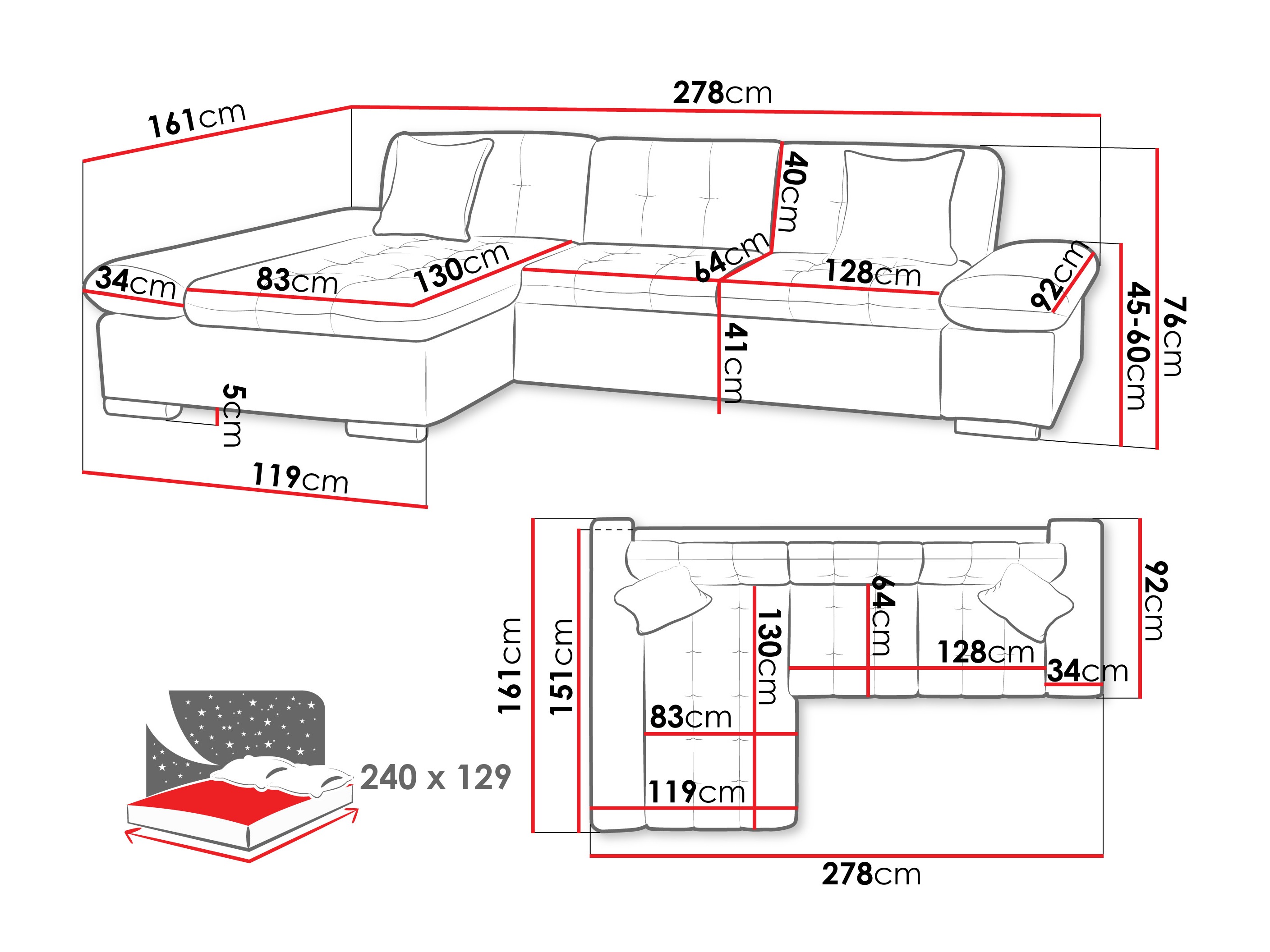 Sofá de canto Comfivo 250 (Pianão 21 + Mokka 03)