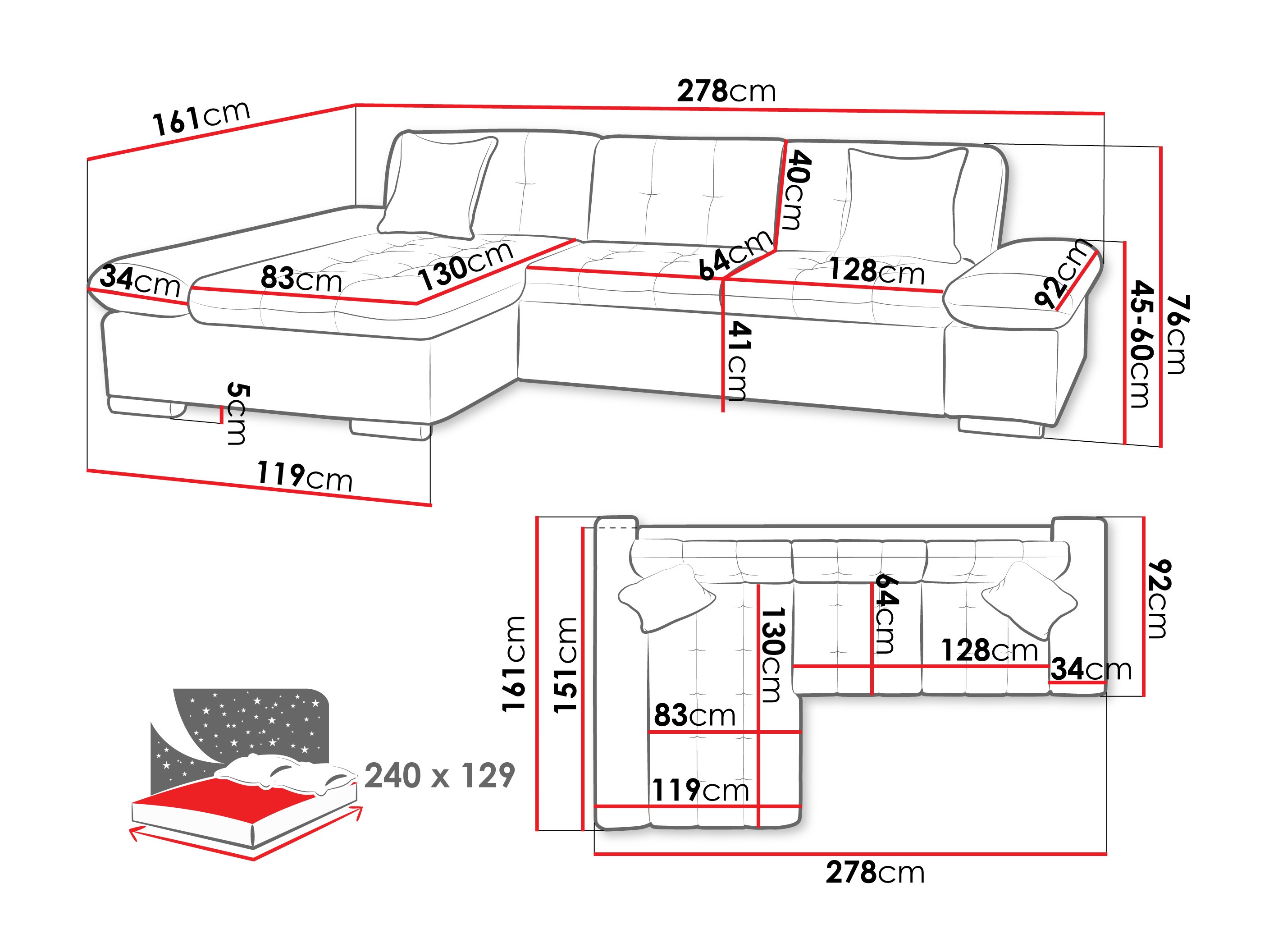 Sofá de canto Comfivo 250 (Zoya 13)