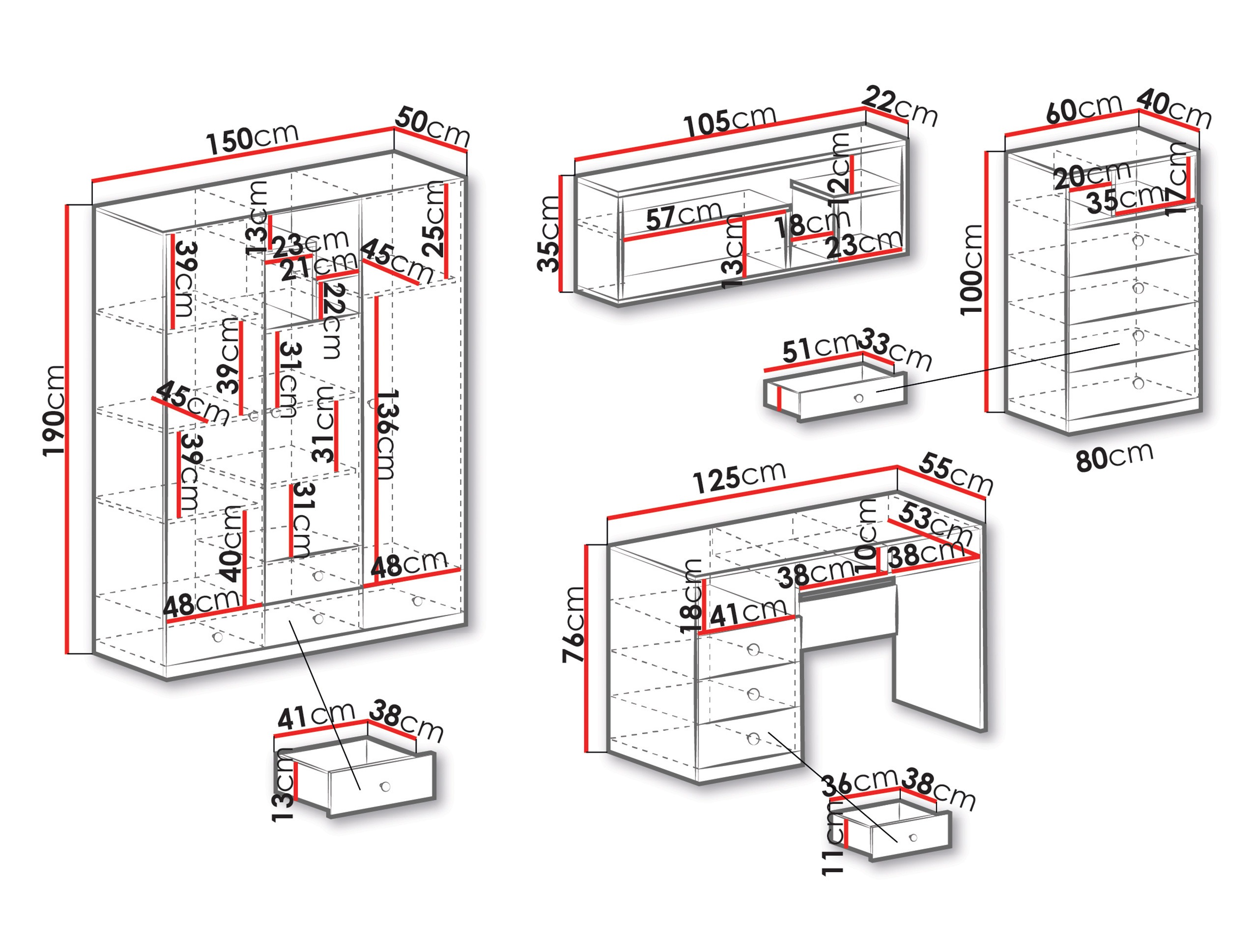 Conjunto de mobiliário Tesmonu 115