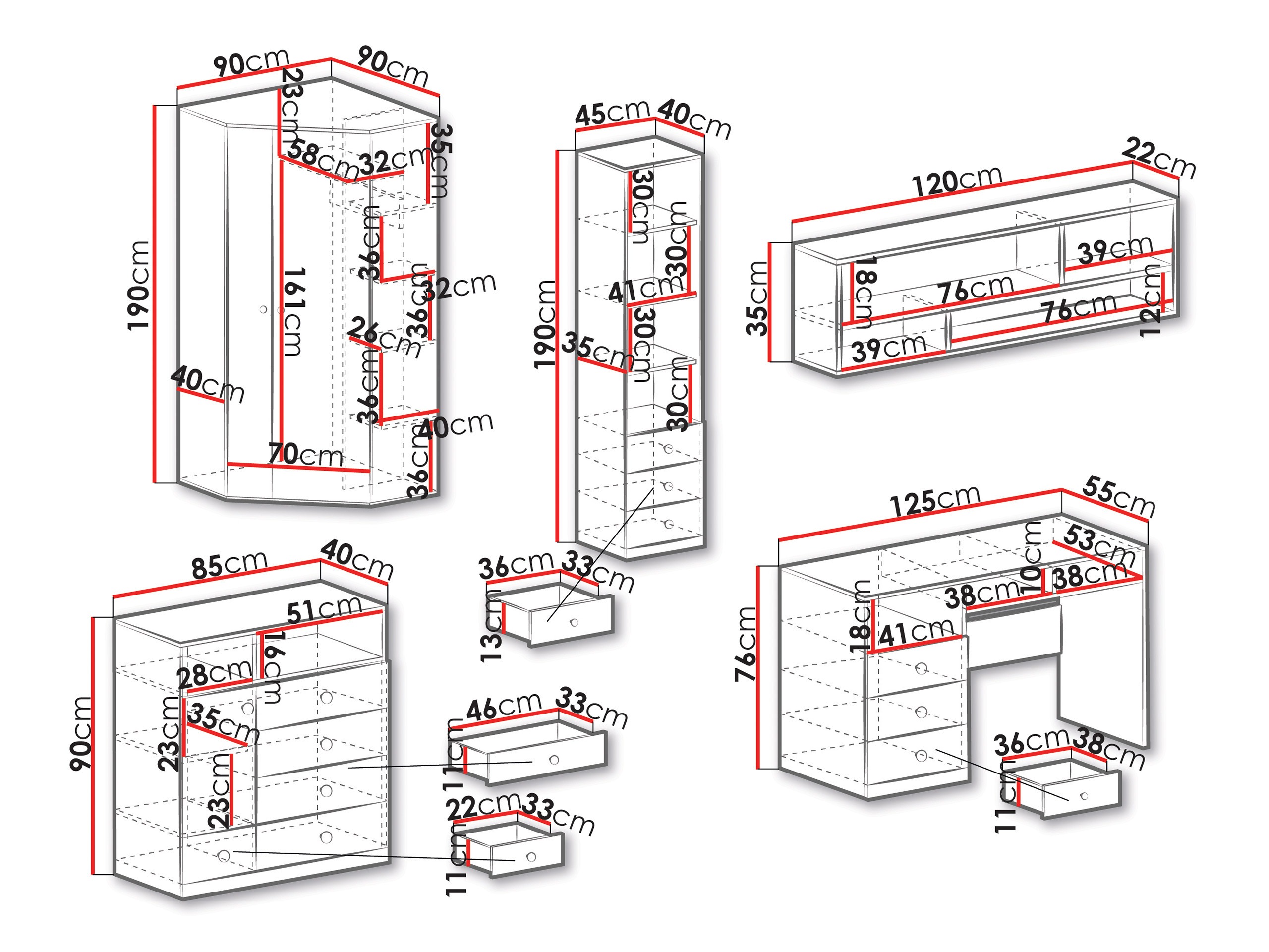 Conjunto de mobiliário Tesmonu 117