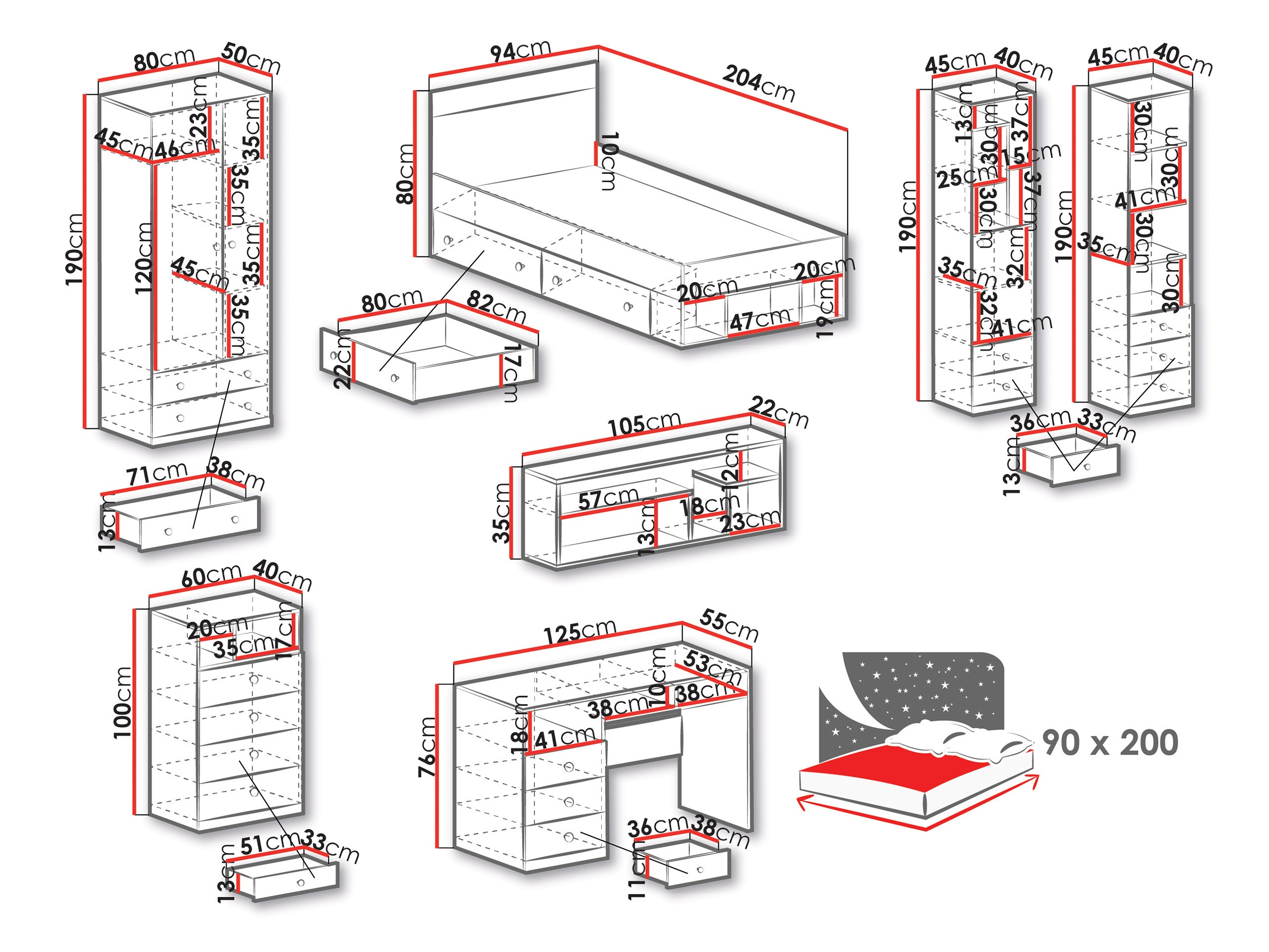 Conjunto de mobiliário Tesmonu 118