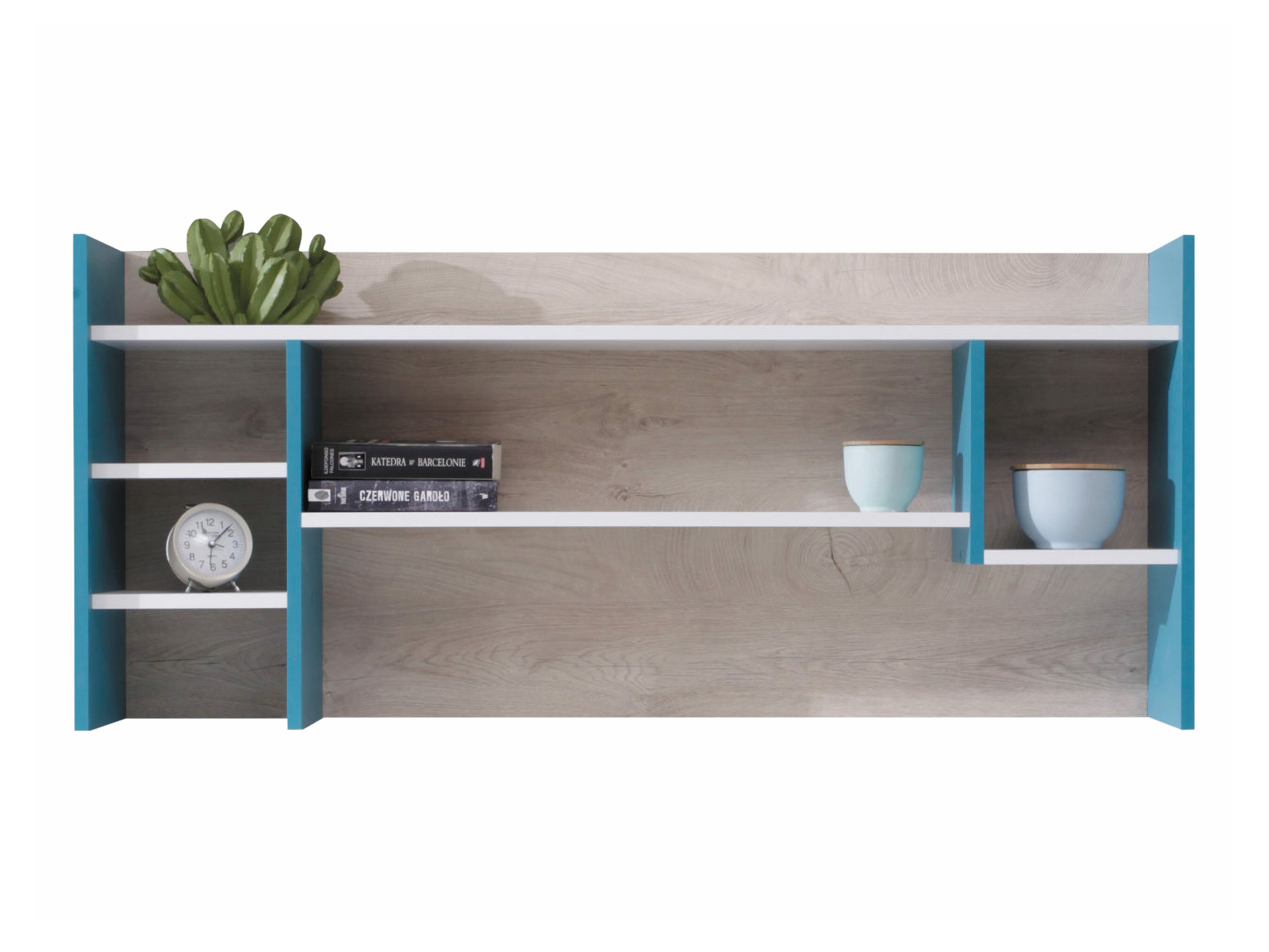Estante de parede Camteso 109 (Branco + Carvalho + Turquesa)
