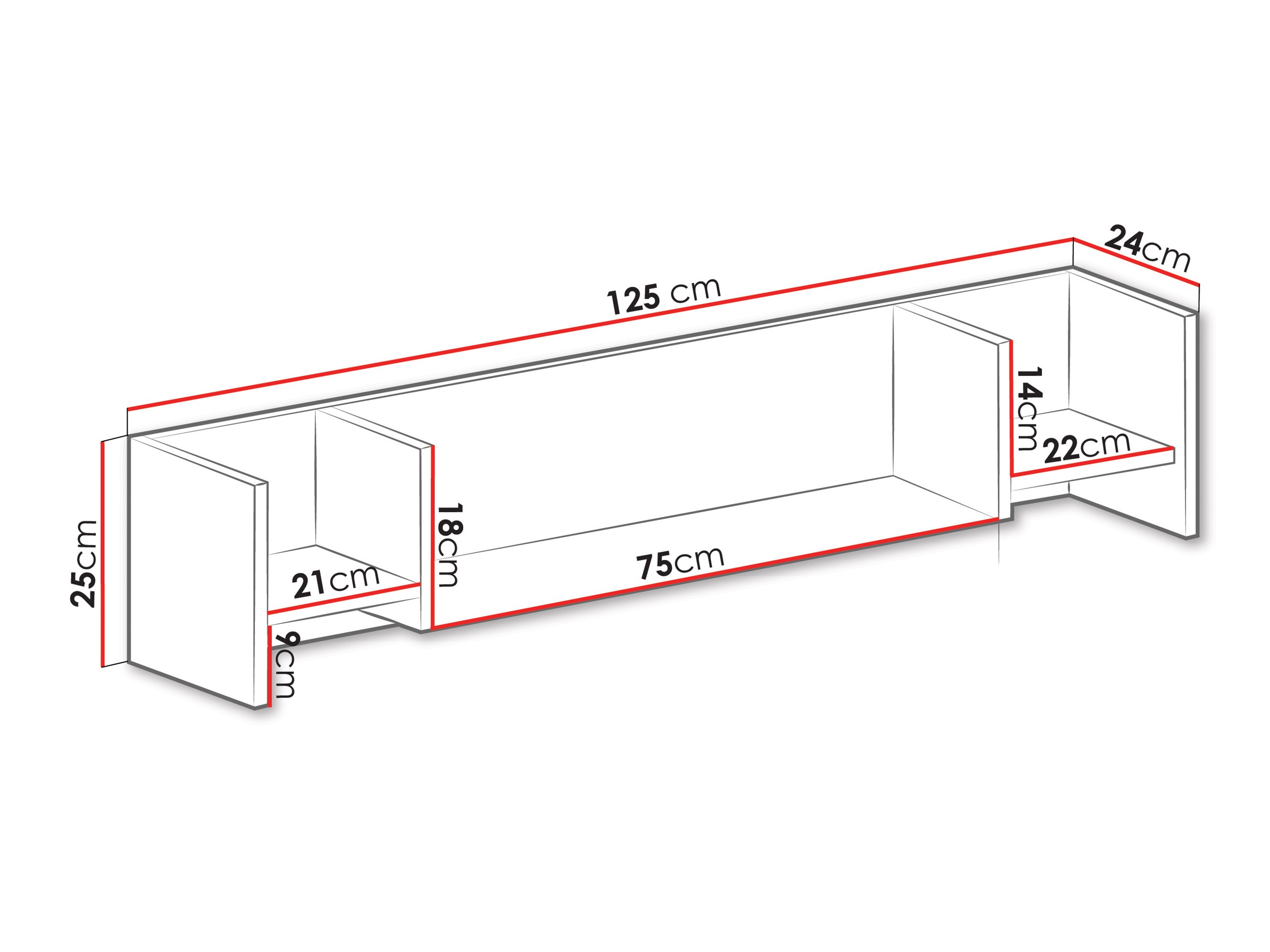 Estante de parede Camteso 111 (Branco + Carvalho + Turquesa)