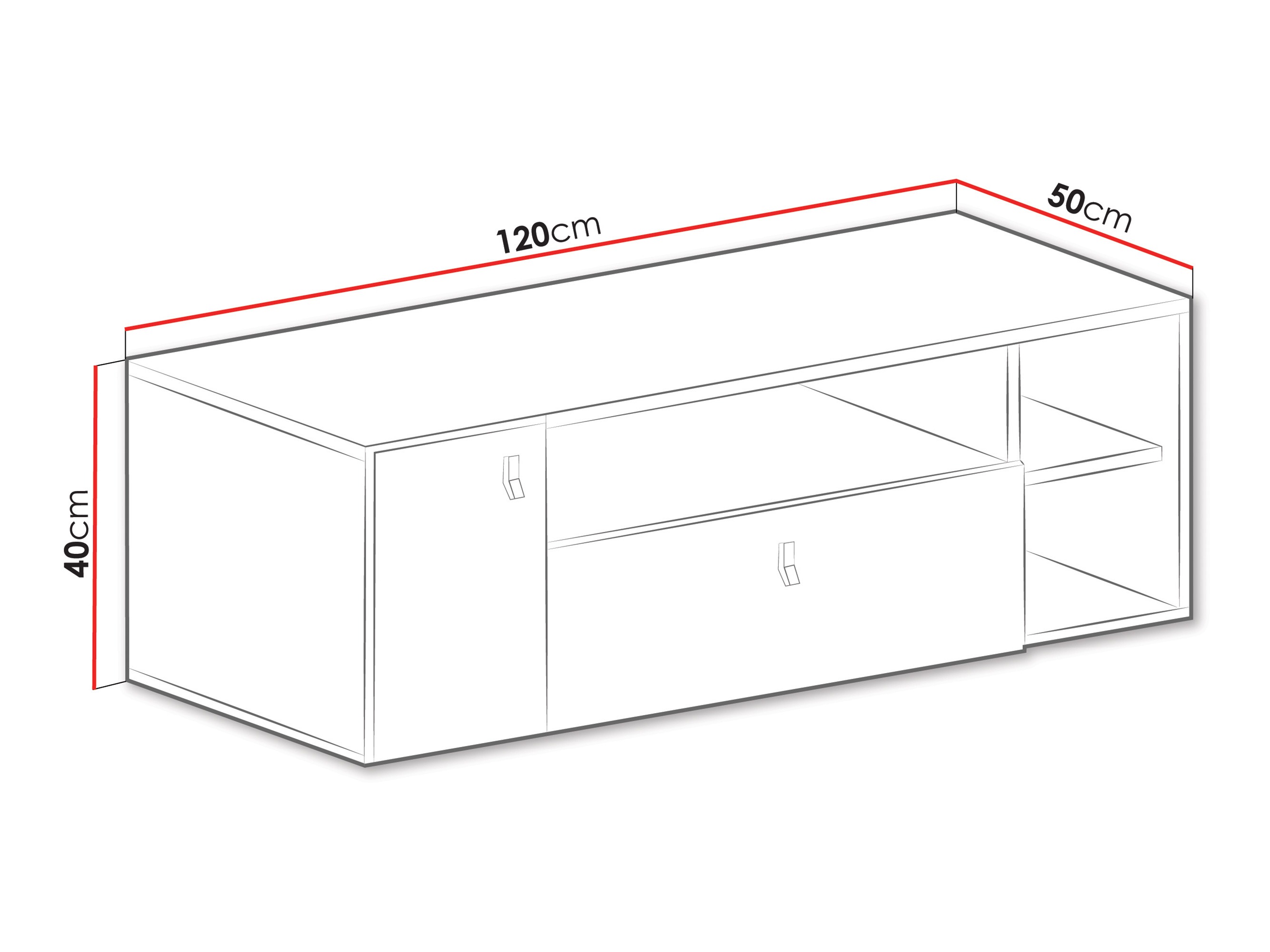 Móvel de TV Camteso 108 (Branco + Carvalho + Turquesa)