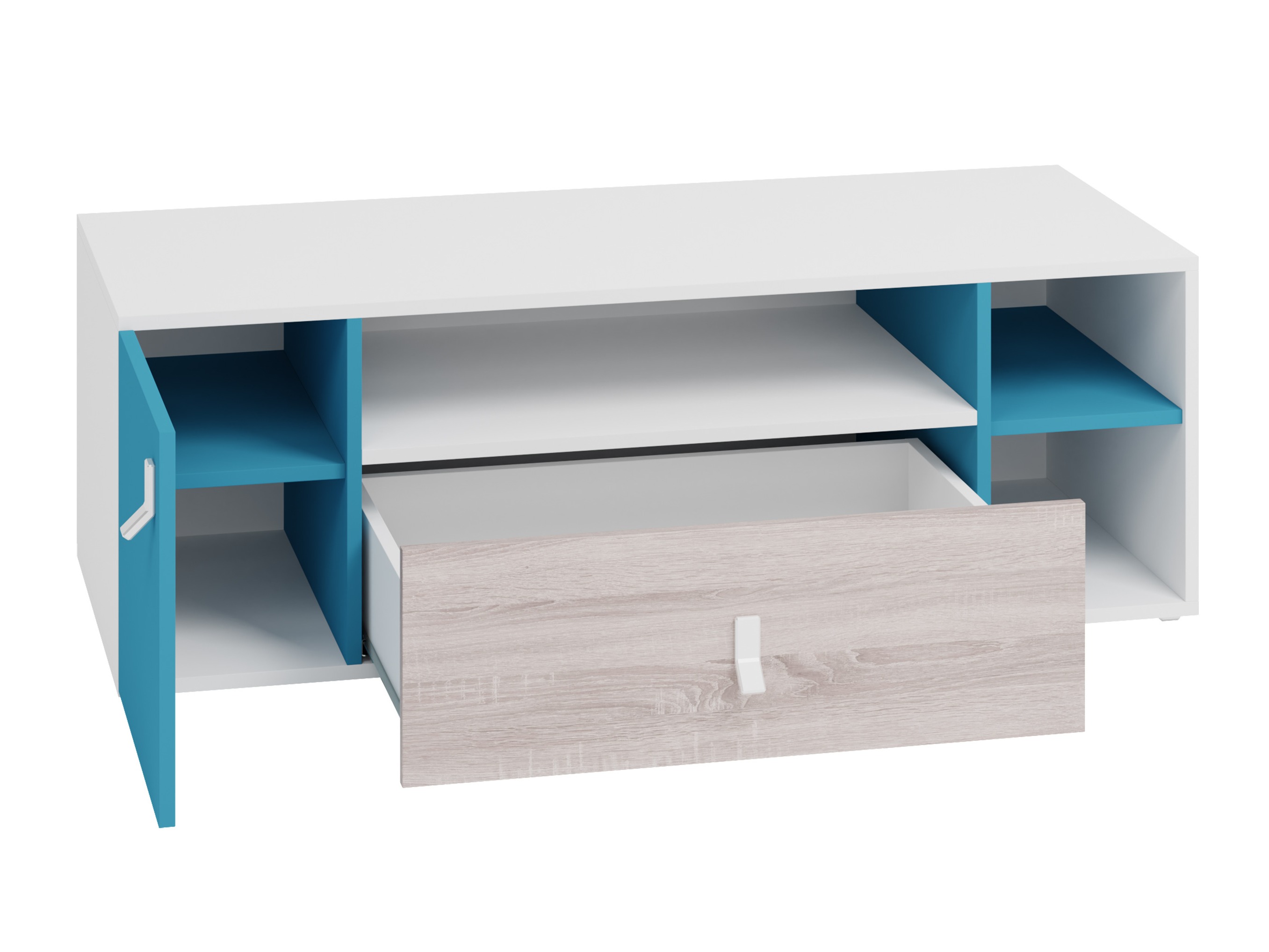 Móvel de TV Camteso 108 (Preto + Carvalho + Bege)