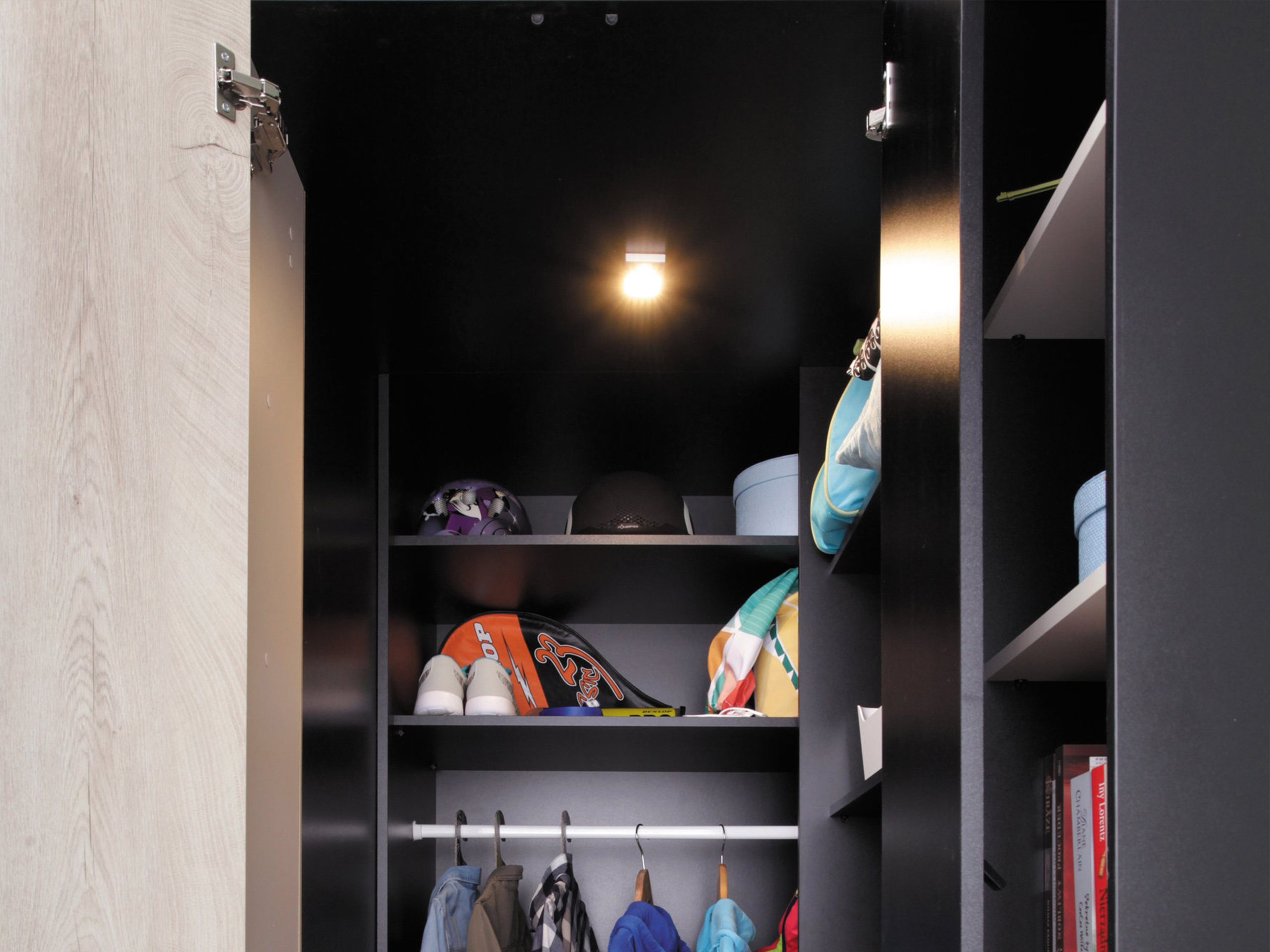 Roupeiro de canto Camteso 113 (Branco + Carvalho + Turquesa)