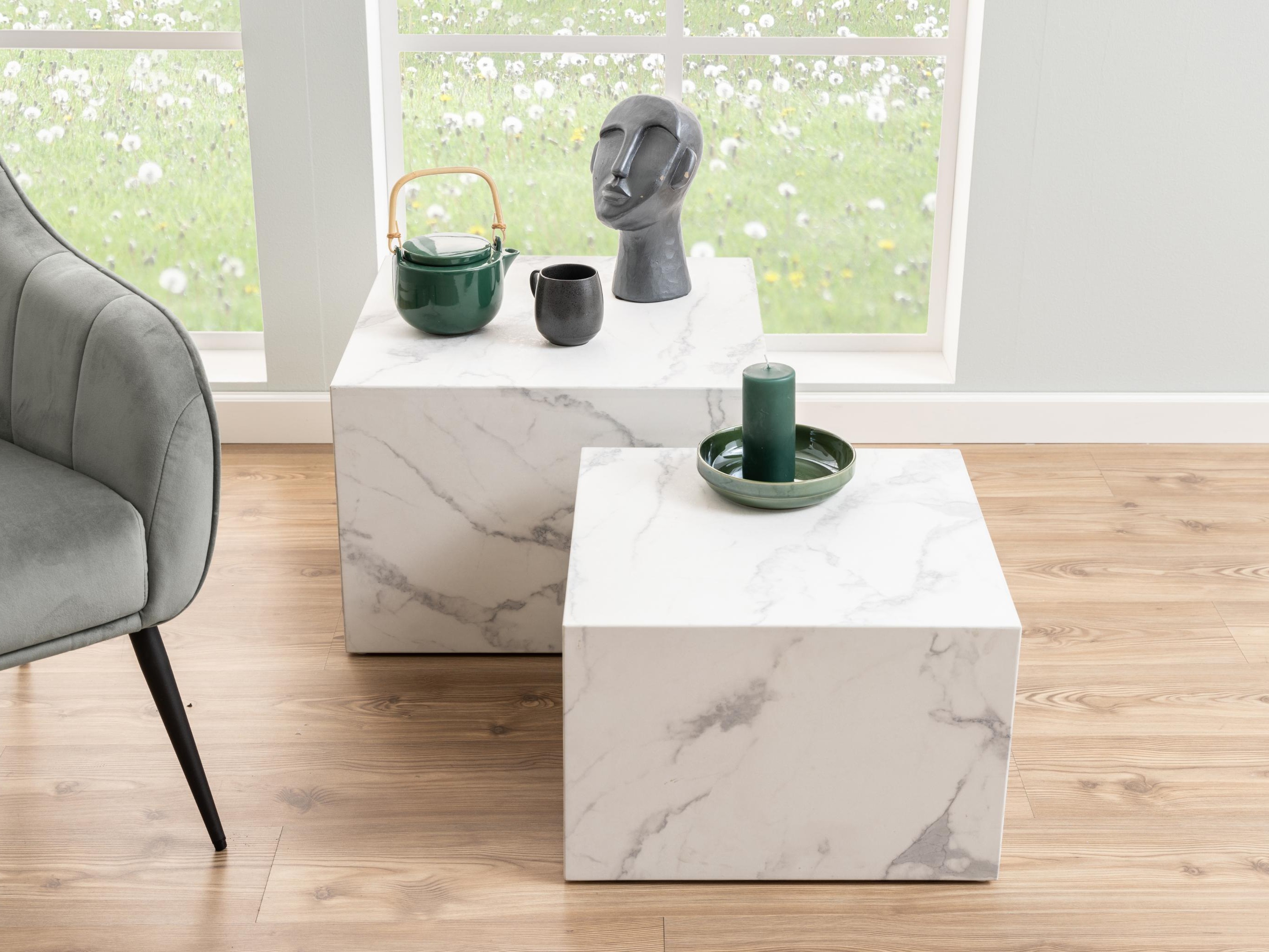 Conjunto de mesa de centro Norsica 603 (Marmore branco)