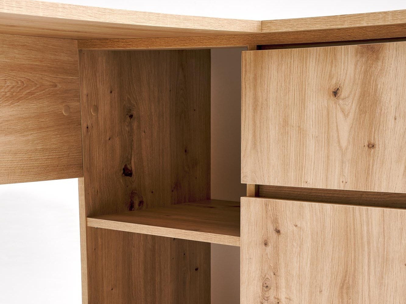 Mesa de escritório para cantos Houston 1950 (Carvalho Artisan)