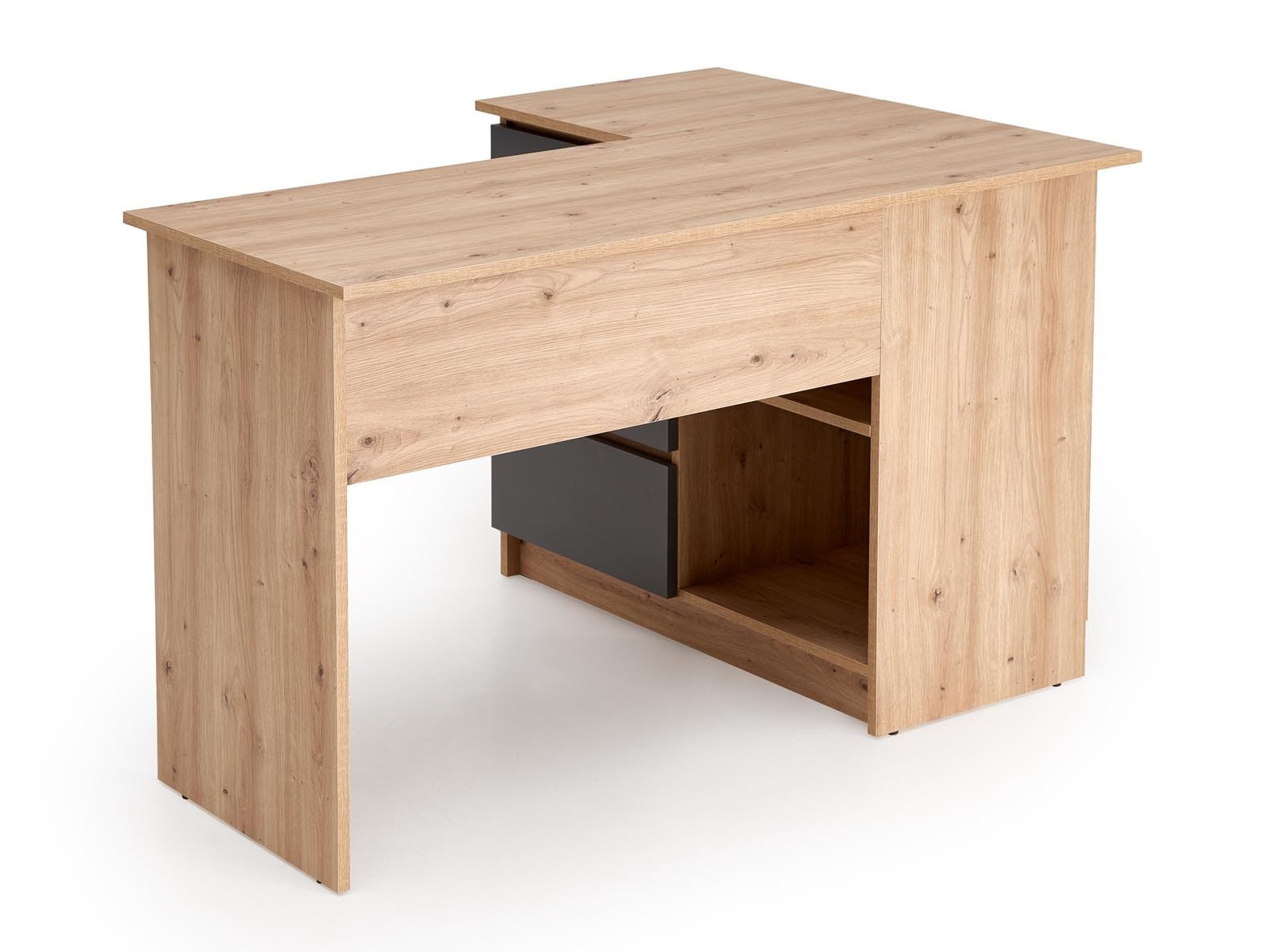 Mesa de escritório para cantos Houston 1950 (Grafite + Carvalho Artisan)