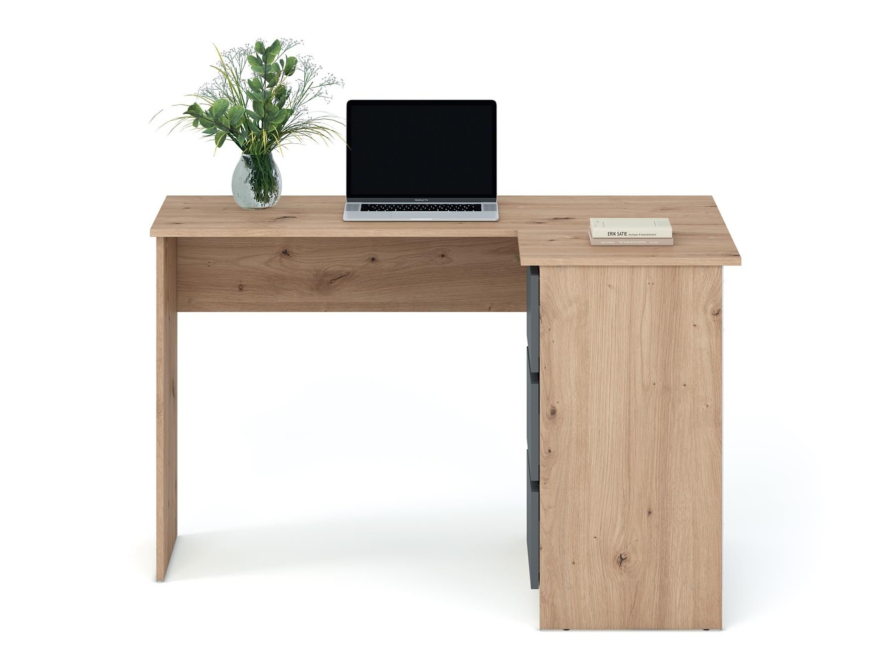 Mesa de escritório para cantos Houston 1950 (Grafite + Carvalho Artisan)