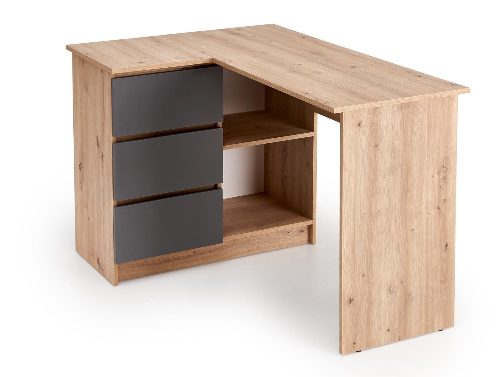 Mesa de escritório para cantos Houston 1950 (Grafite + Carvalho Artisan)