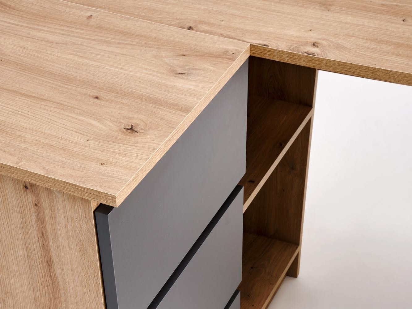 Mesa de escritório para cantos Houston 1950 (Grafite + Carvalho Artisan)