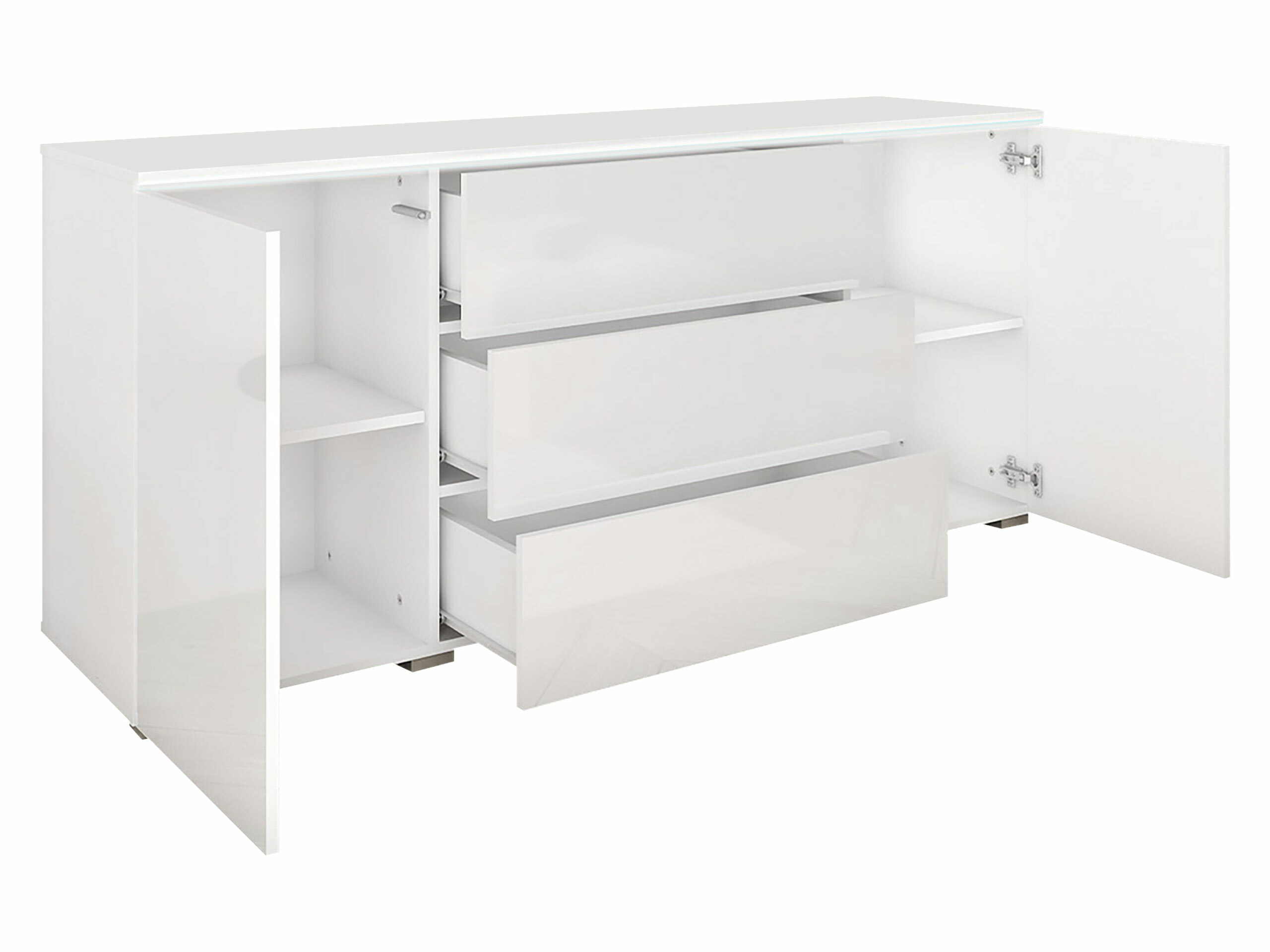 Cómoda Sarasota 142 (Cimento + Branco brilhante)