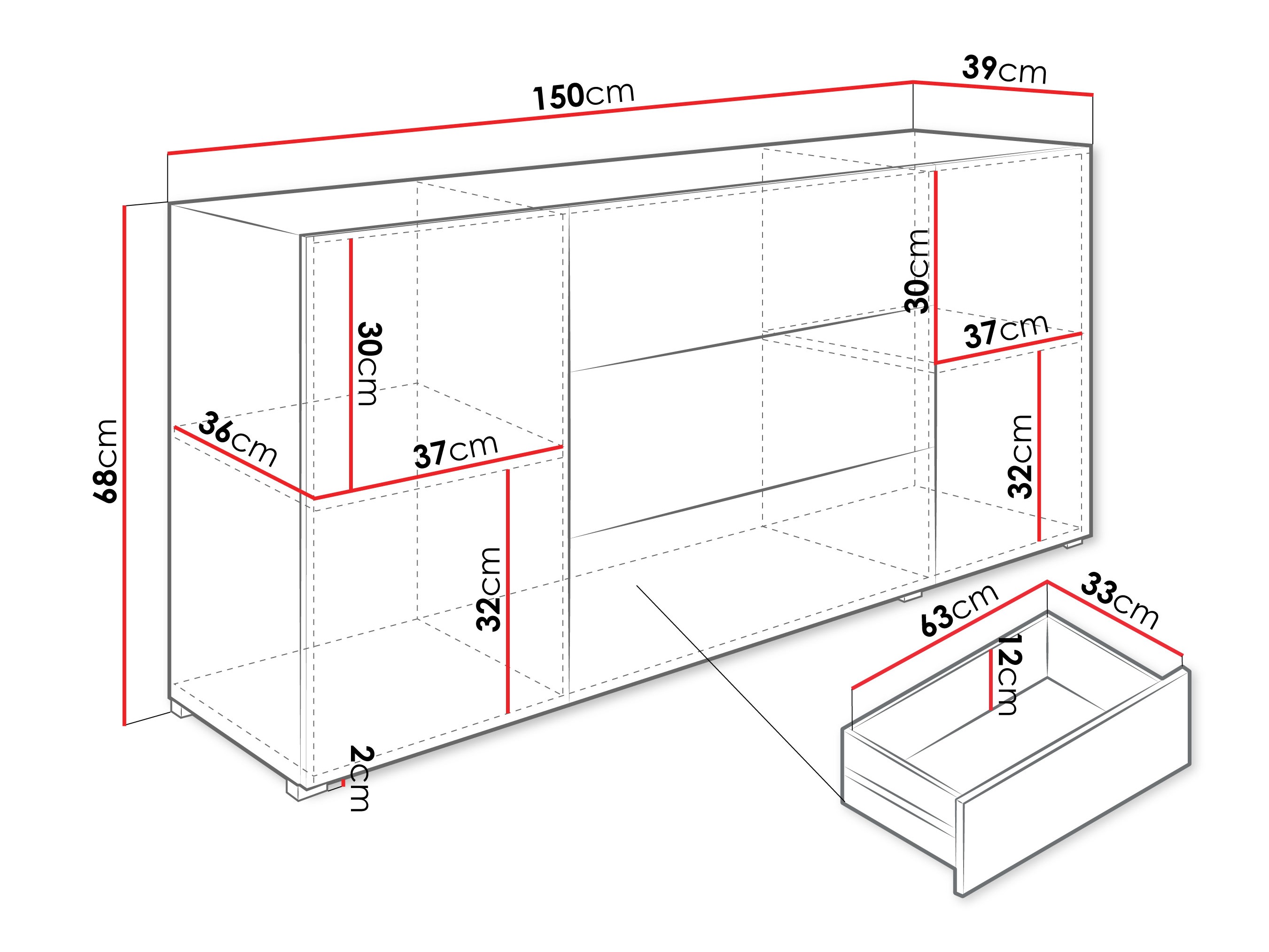 Cómoda Sarasota 191 (Carvalho wotan + Grafite)