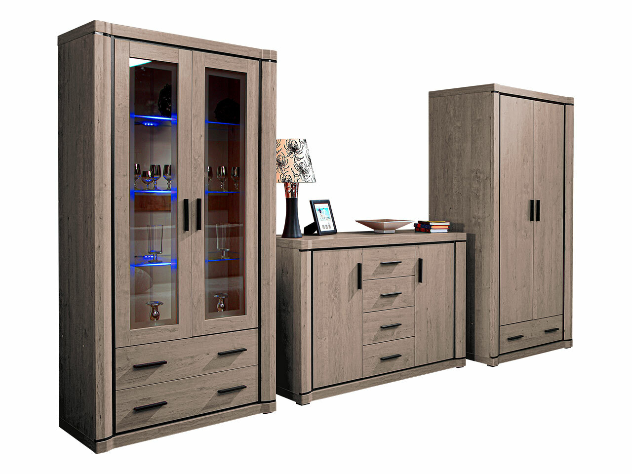 Conjunto para sala de estar Lorelie 125 (Trufa carvalho)