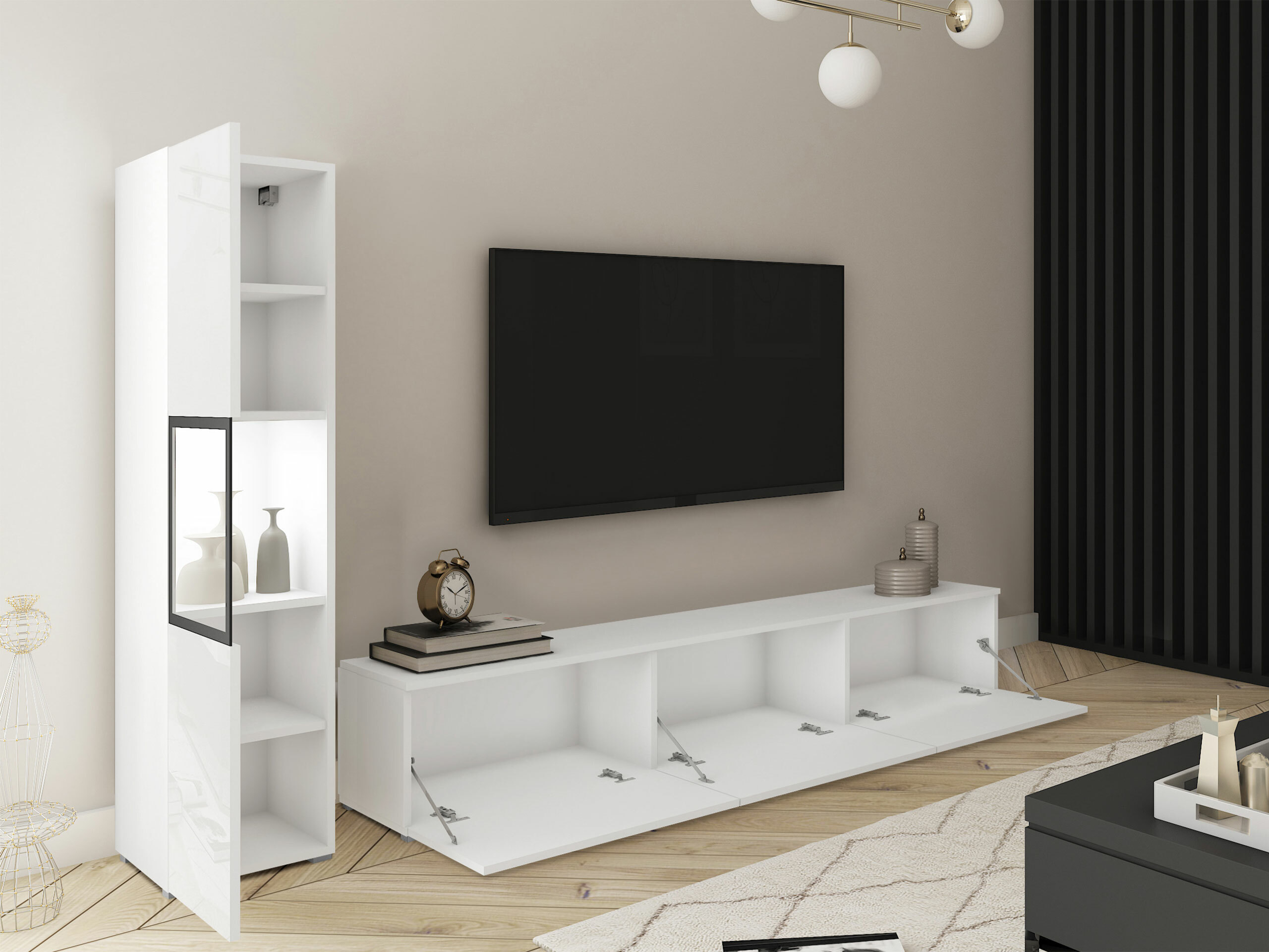 Conjunto para sala de estar Sarasota 192 (Branco + Branco brilhante)