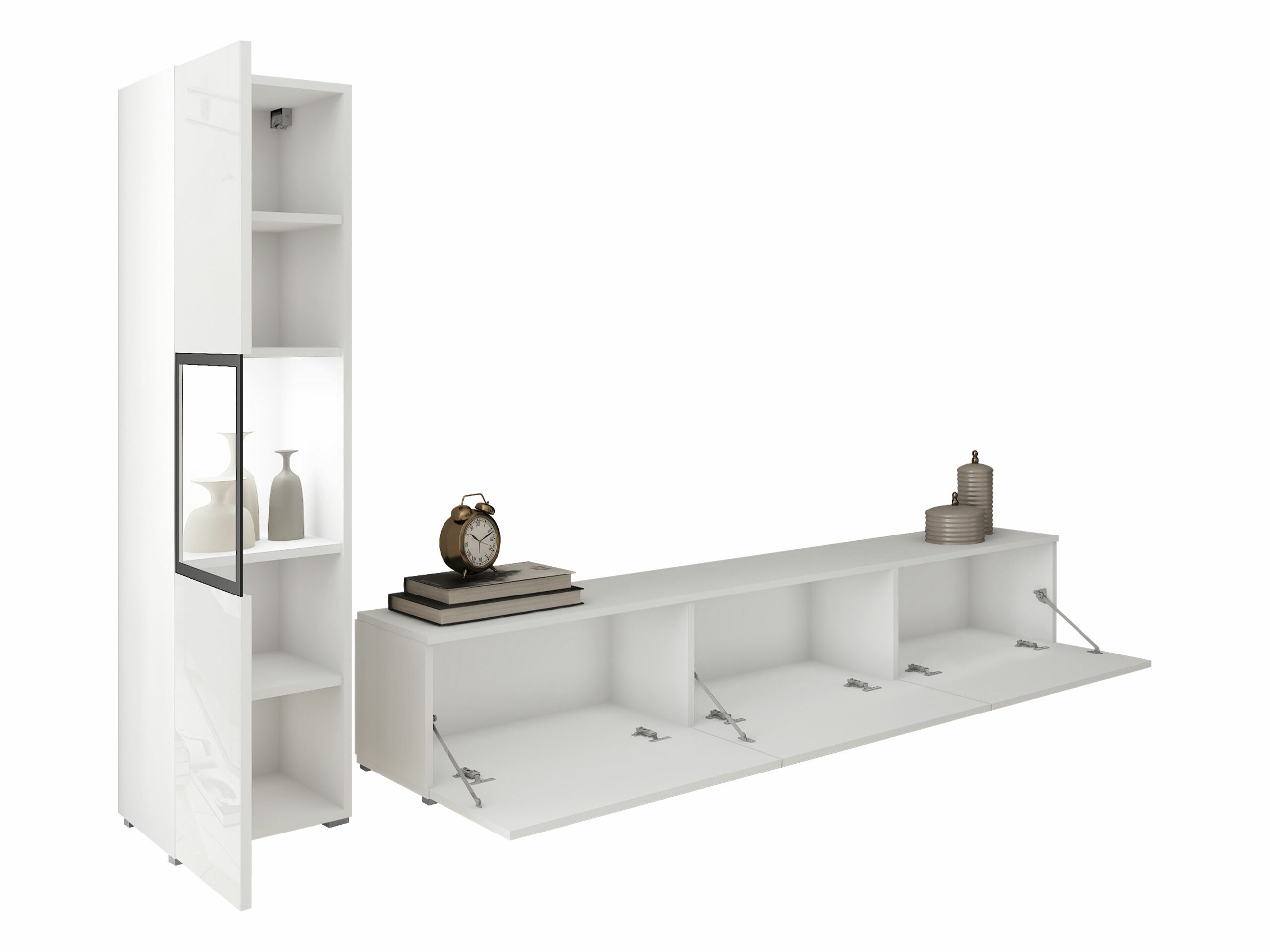 Conjunto para sala de estar Sarasota 192 (Branco + Branco brilhante)