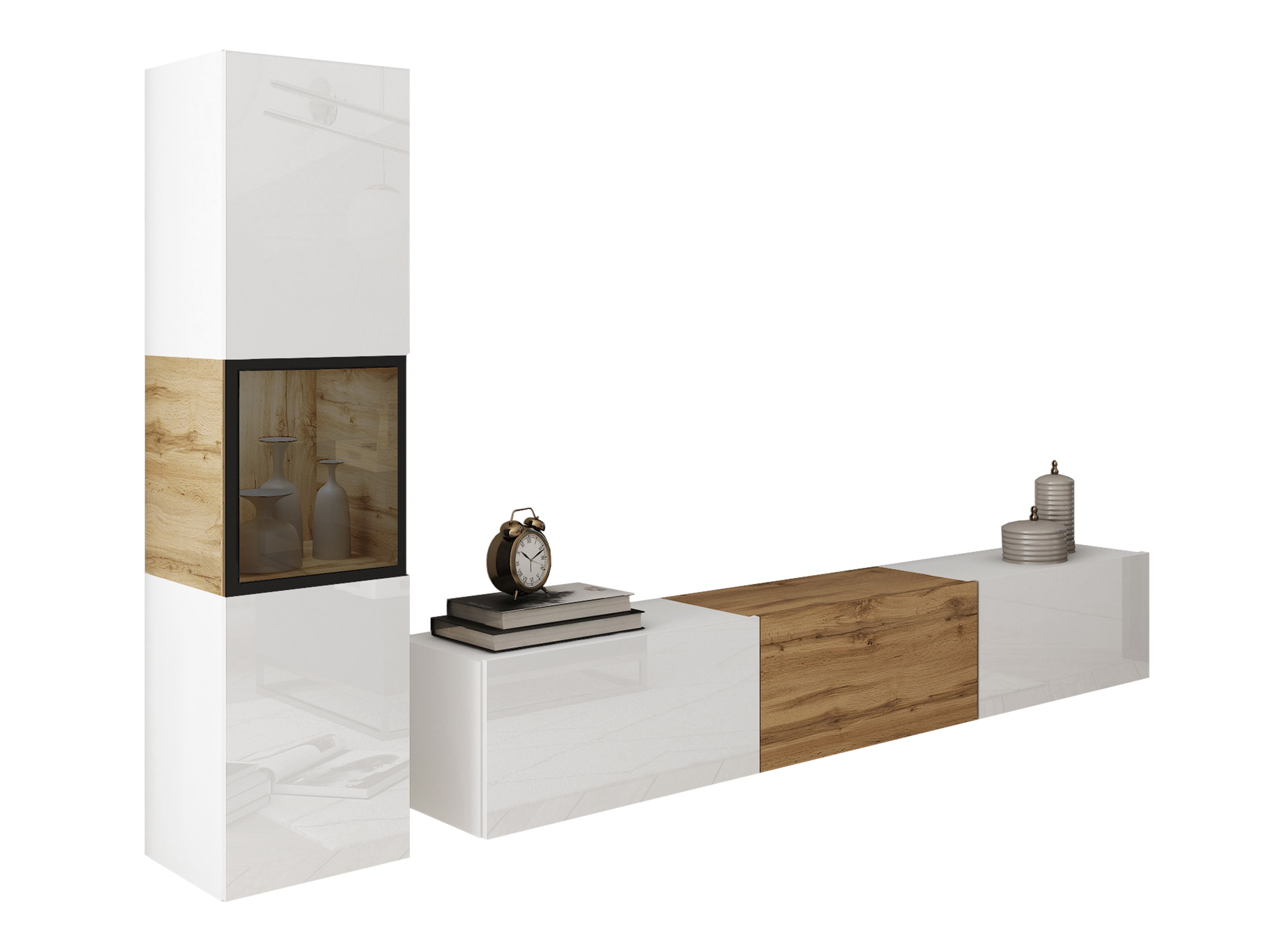 Conjunto para sala de estar Sarasota 192 (Branco + Carvalho wotan)