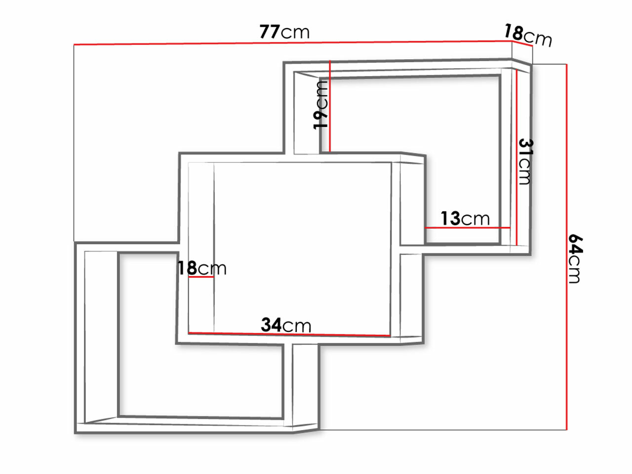 Estante de parede Lorelie 121 (Trufa carvalho)