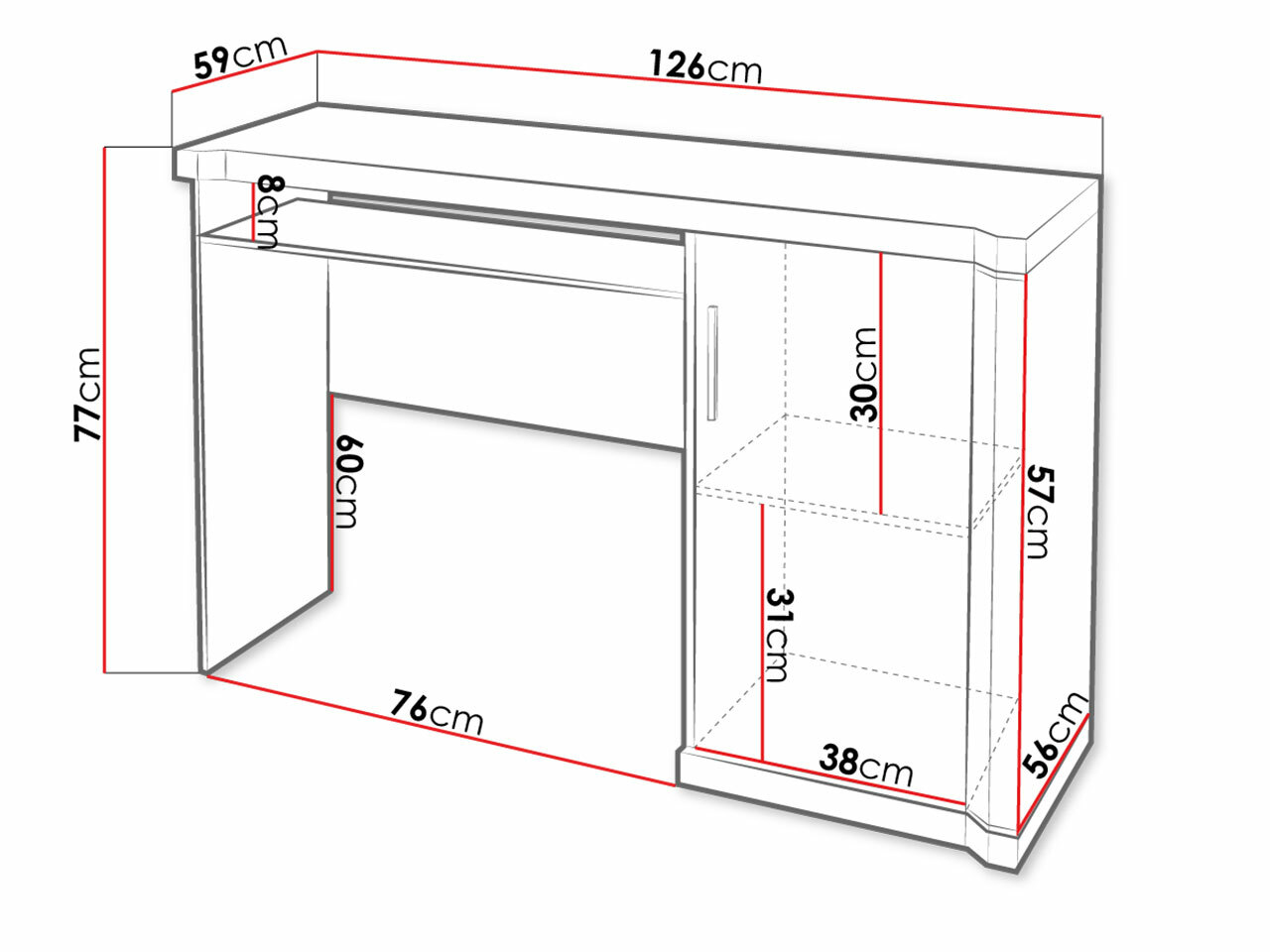 Mesa de escritório Lorelie 112 (Brigadeiro carvalho)