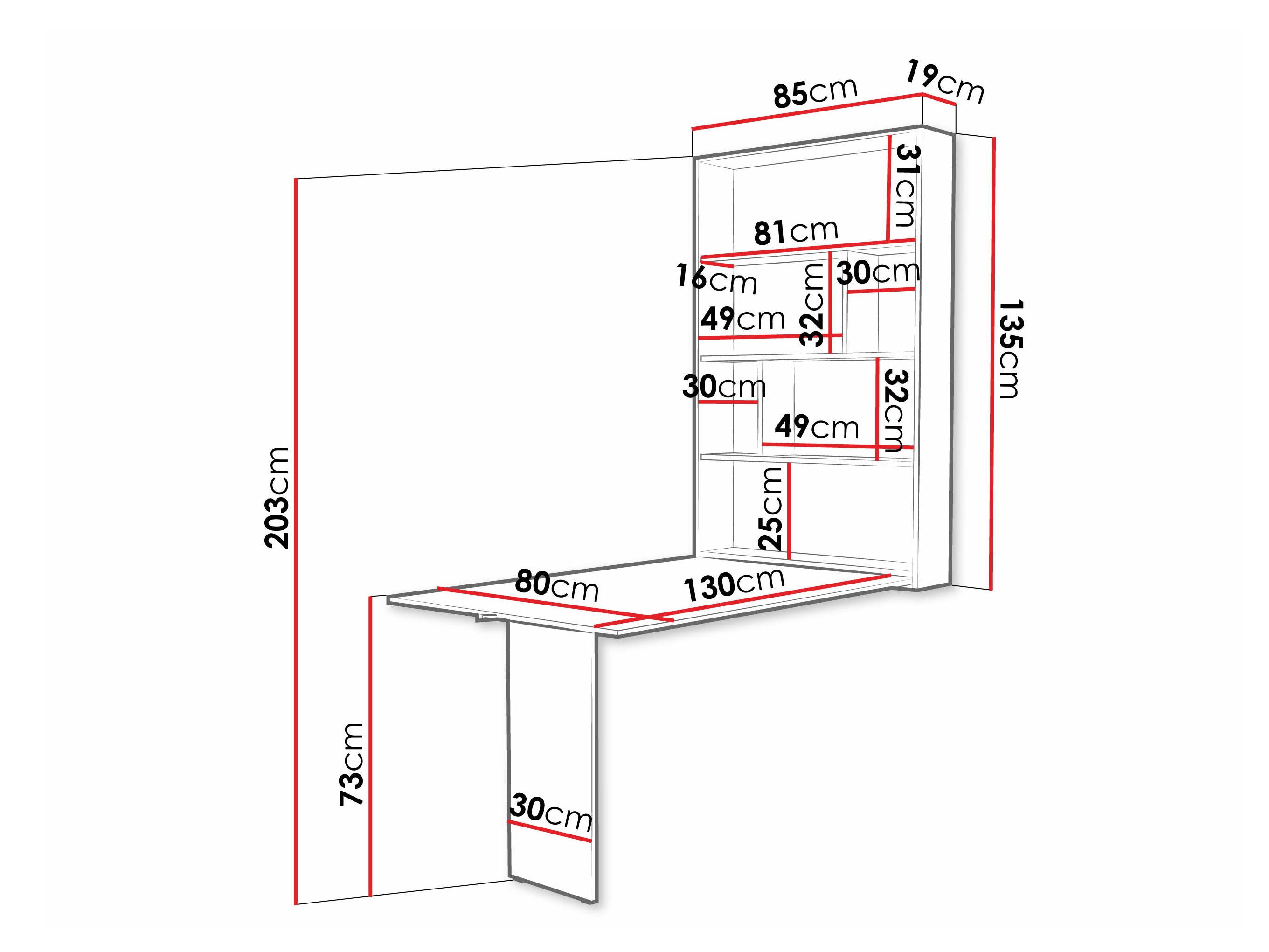 Mesa dobrável Hartford 428 (Preto + Cimento)