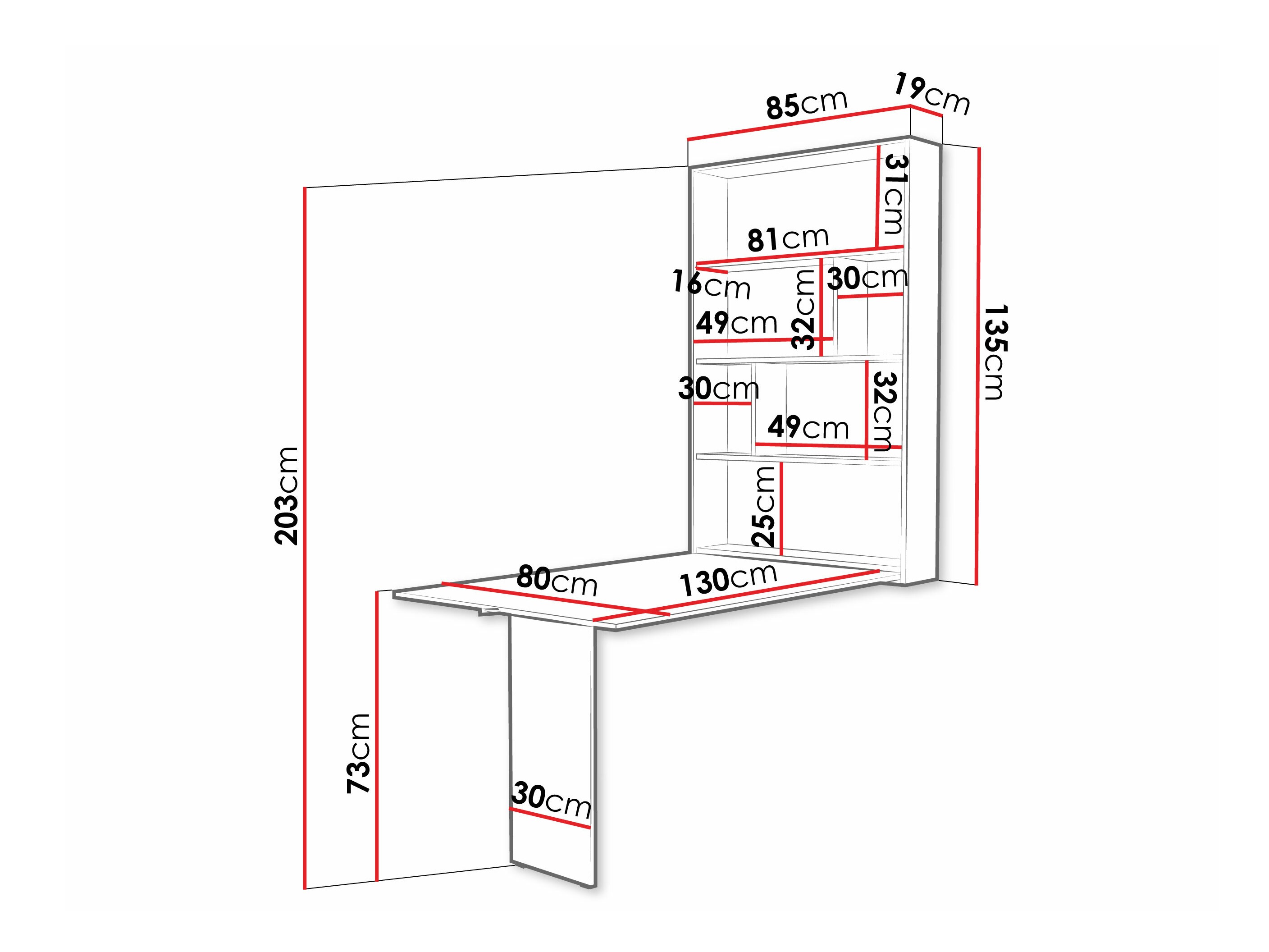 Mesa dobrável Pinis III (Preto + Carvalho wotan)