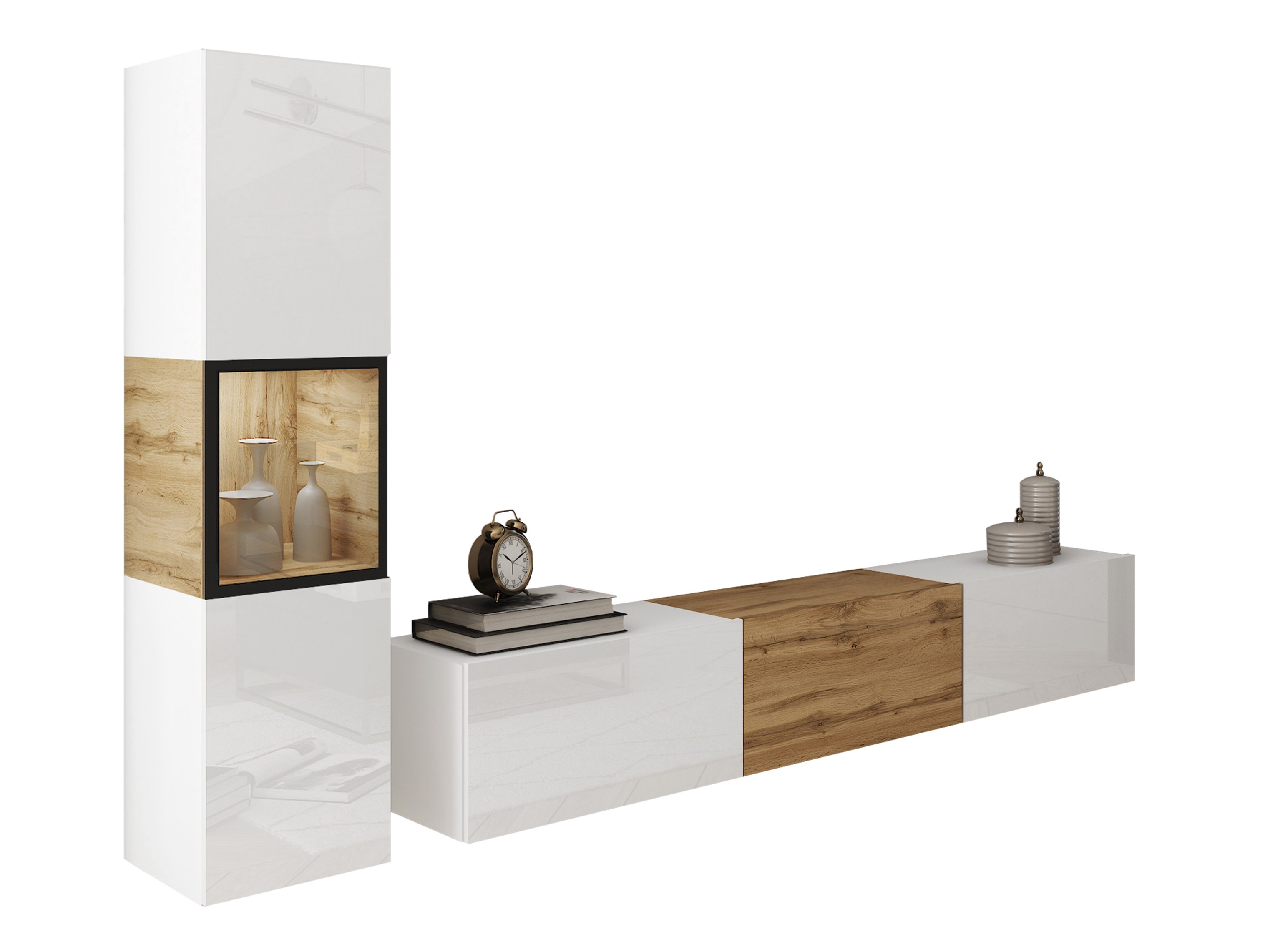 Conjunto para sala de estar Sarasota 192 (Branco + Carvalho wotan)