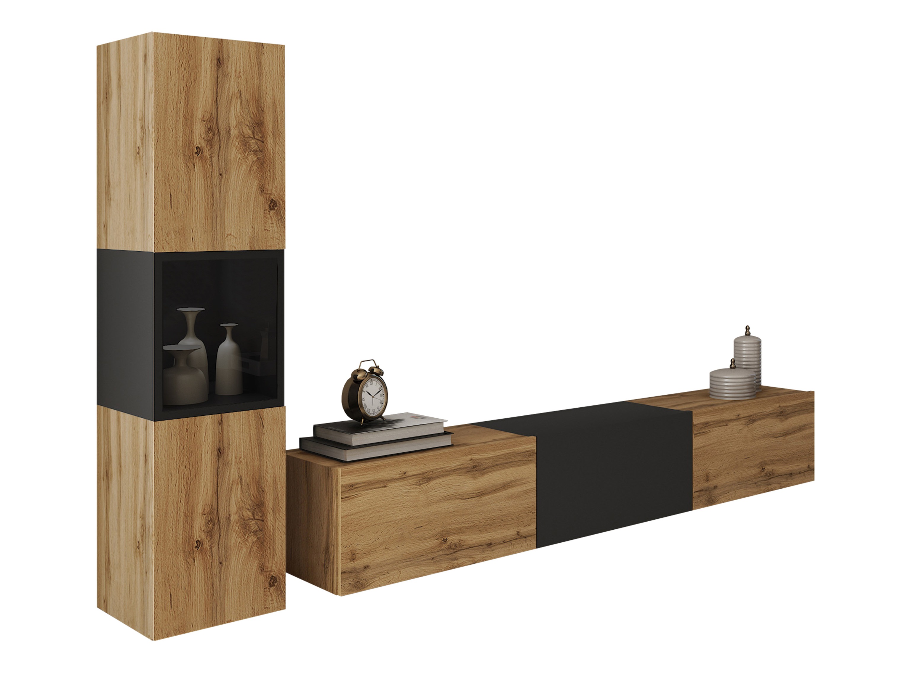 Conjunto para sala de estar Sarasota 192 (Carvalho wotan + Grafite)