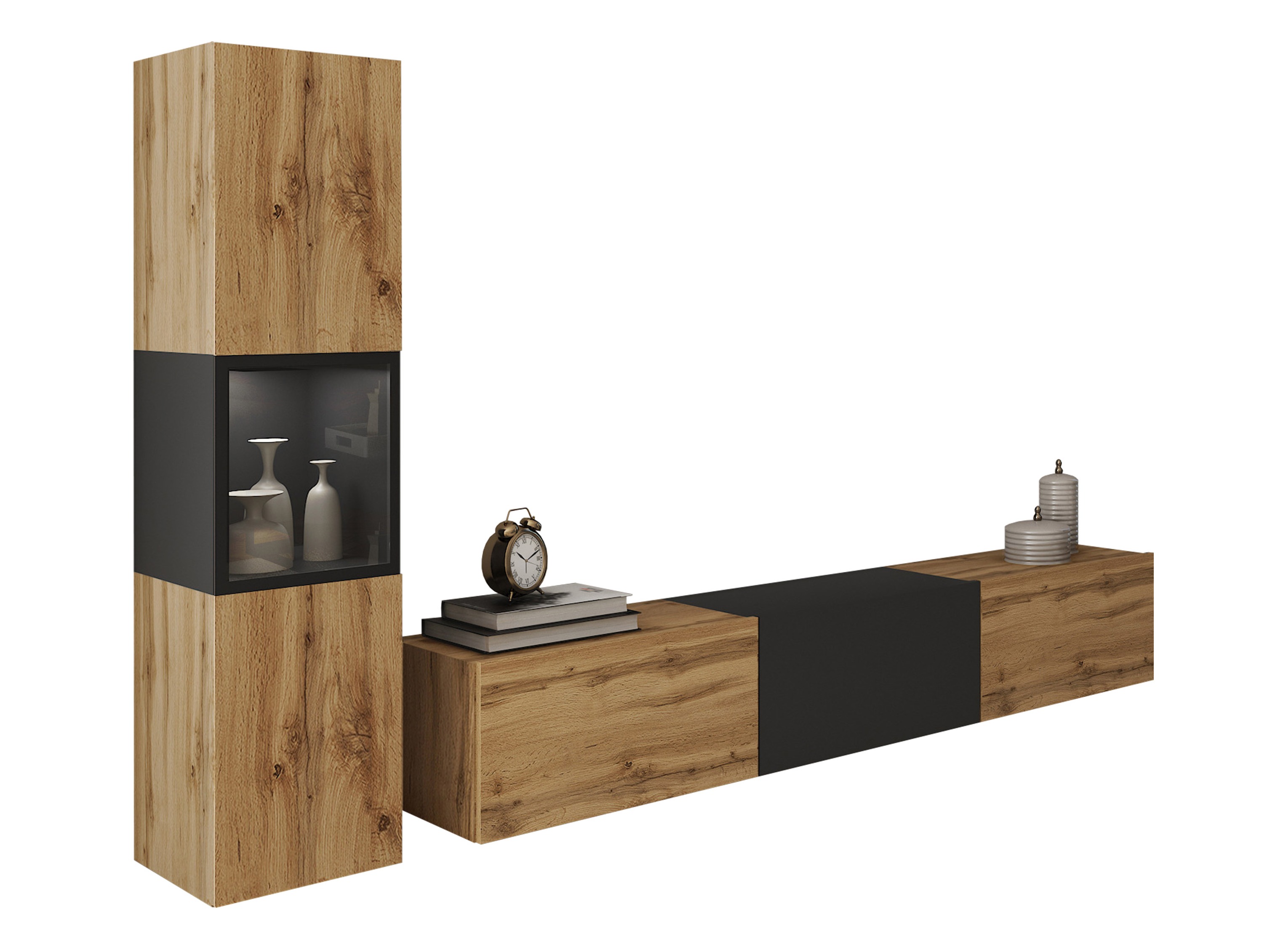 Conjunto para sala de estar Sarasota 192 (Carvalho wotan + Grafite)