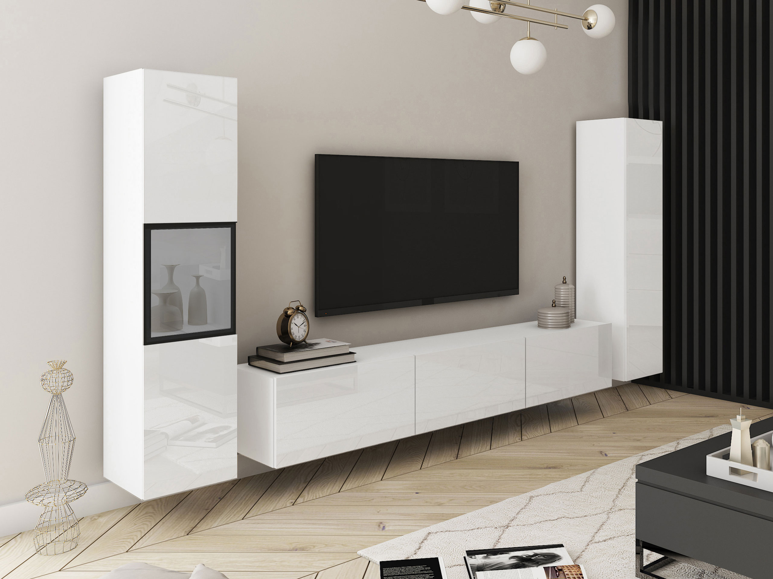 Conjunto para sala de estar Sarasota 193 (Branco + Branco brilhante)