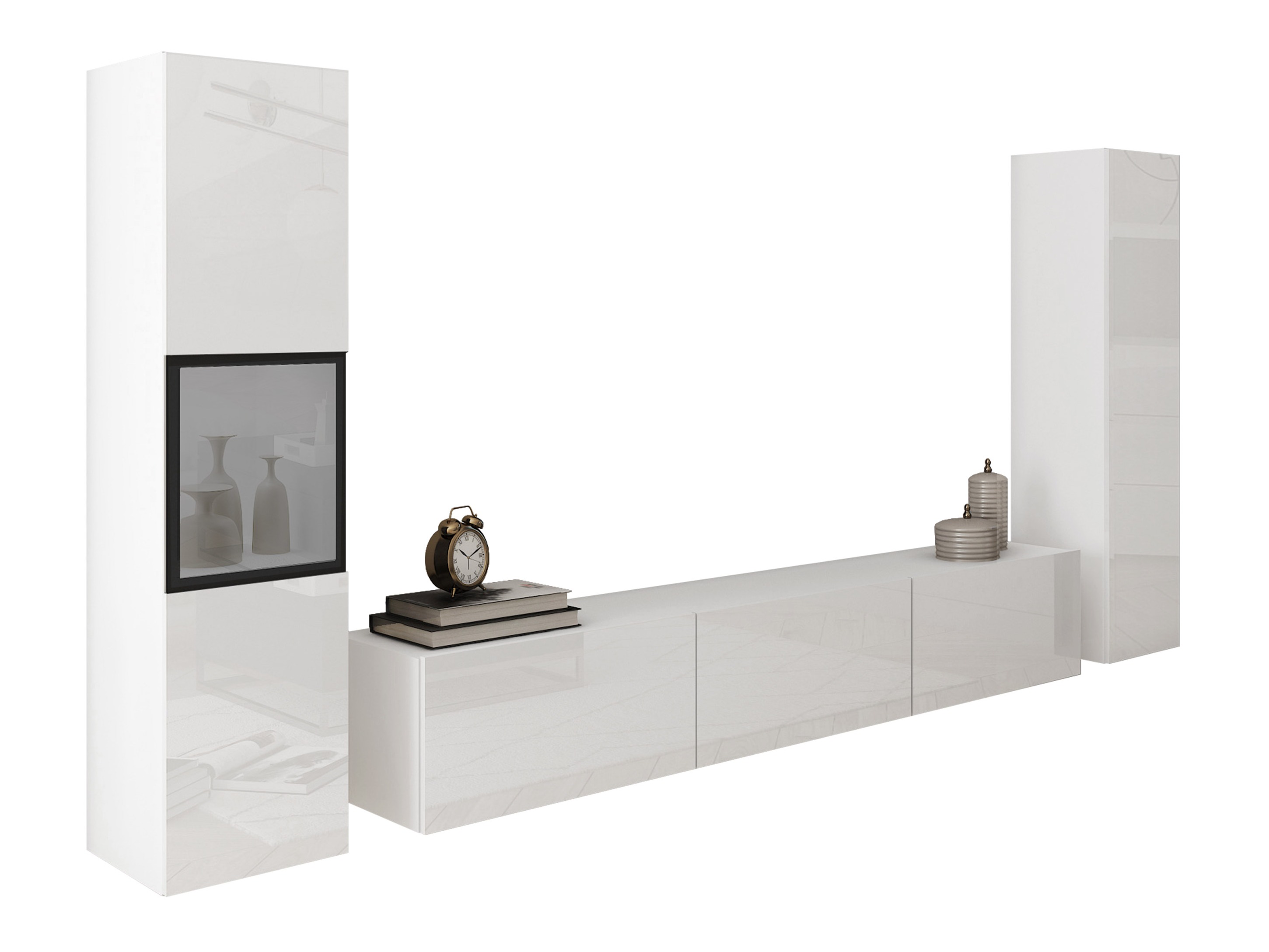 Conjunto para sala de estar Sarasota 193 (Branco + Branco brilhante)