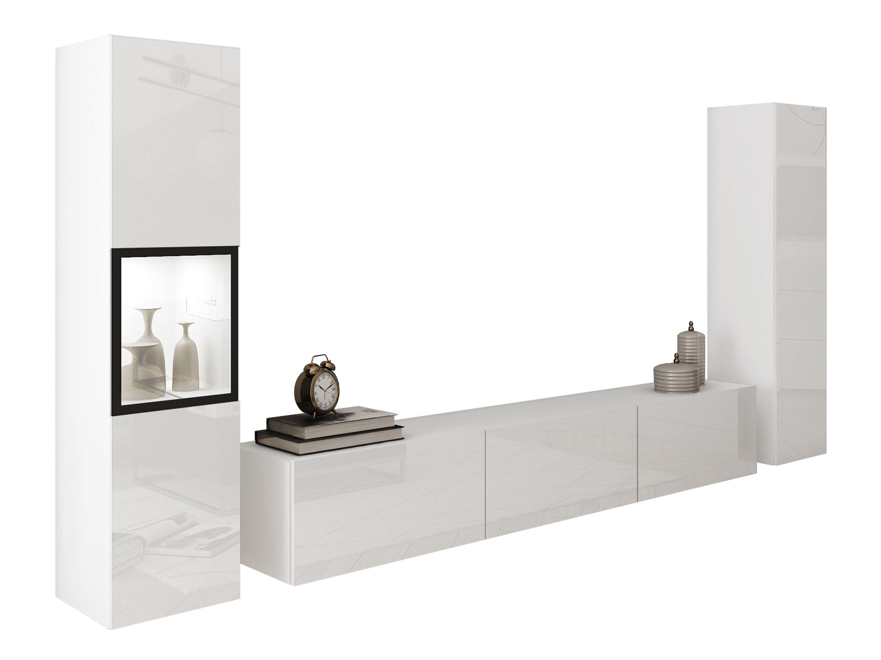 Conjunto para sala de estar Sarasota 193 (Branco + Branco brilhante)