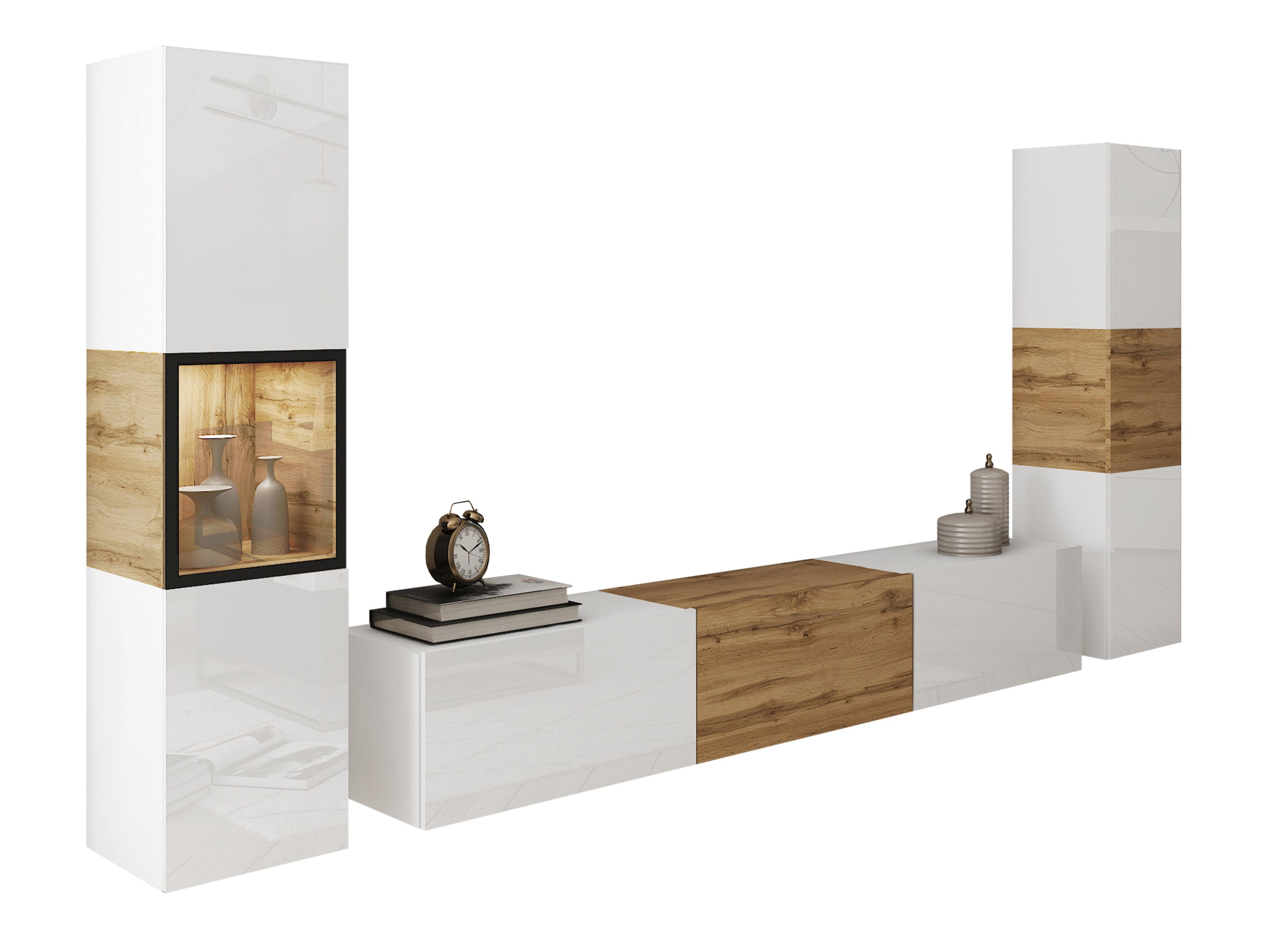 Conjunto para sala de estar Sarasota 193 (Branco + Carvalho wotan)